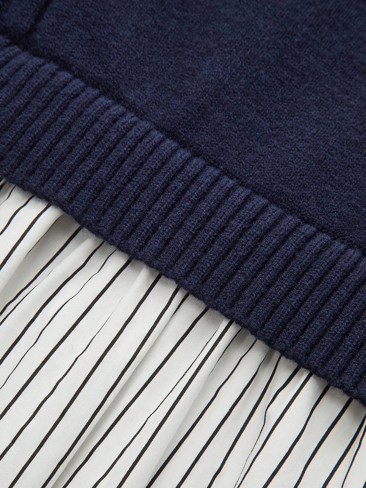 2 in 1 Cable-Knit Paneled Striped Midi Dress - Image 3