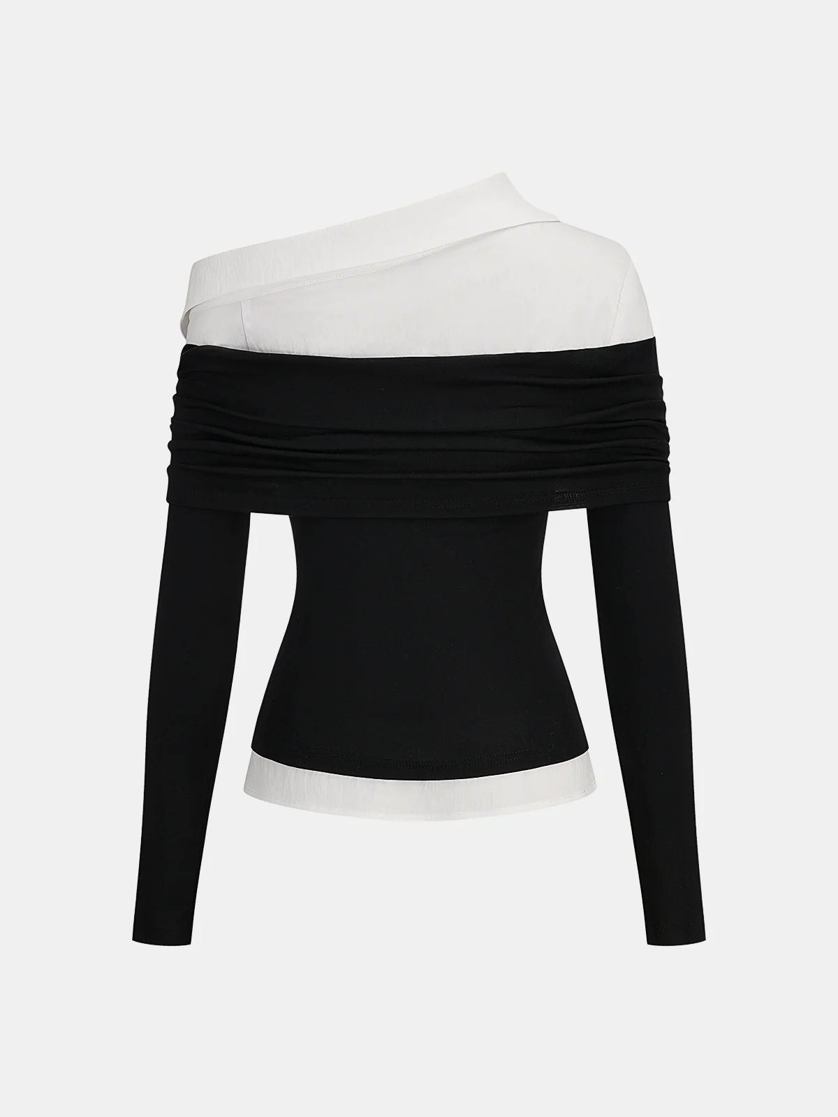 2 in 1 Color-Block Asymmetrical Blouse - Image 2