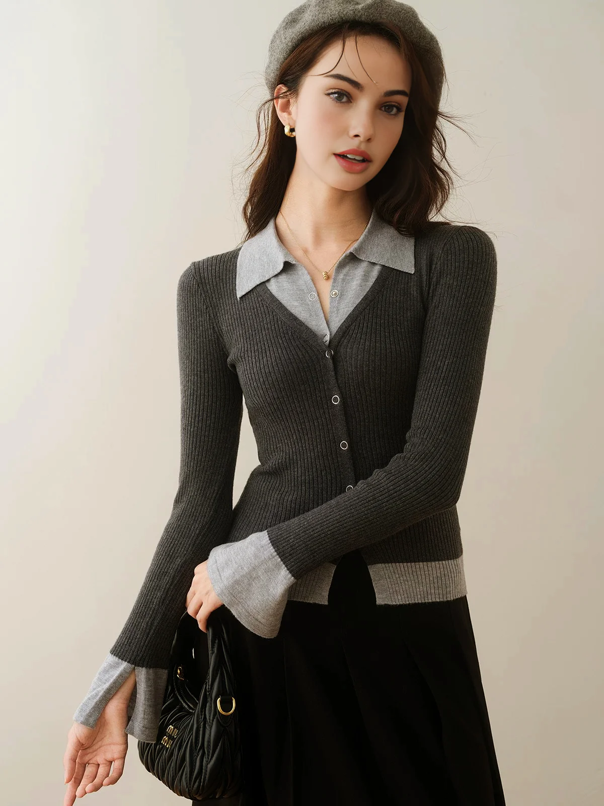 2 in 1 Color Block Knit Top - Image 4