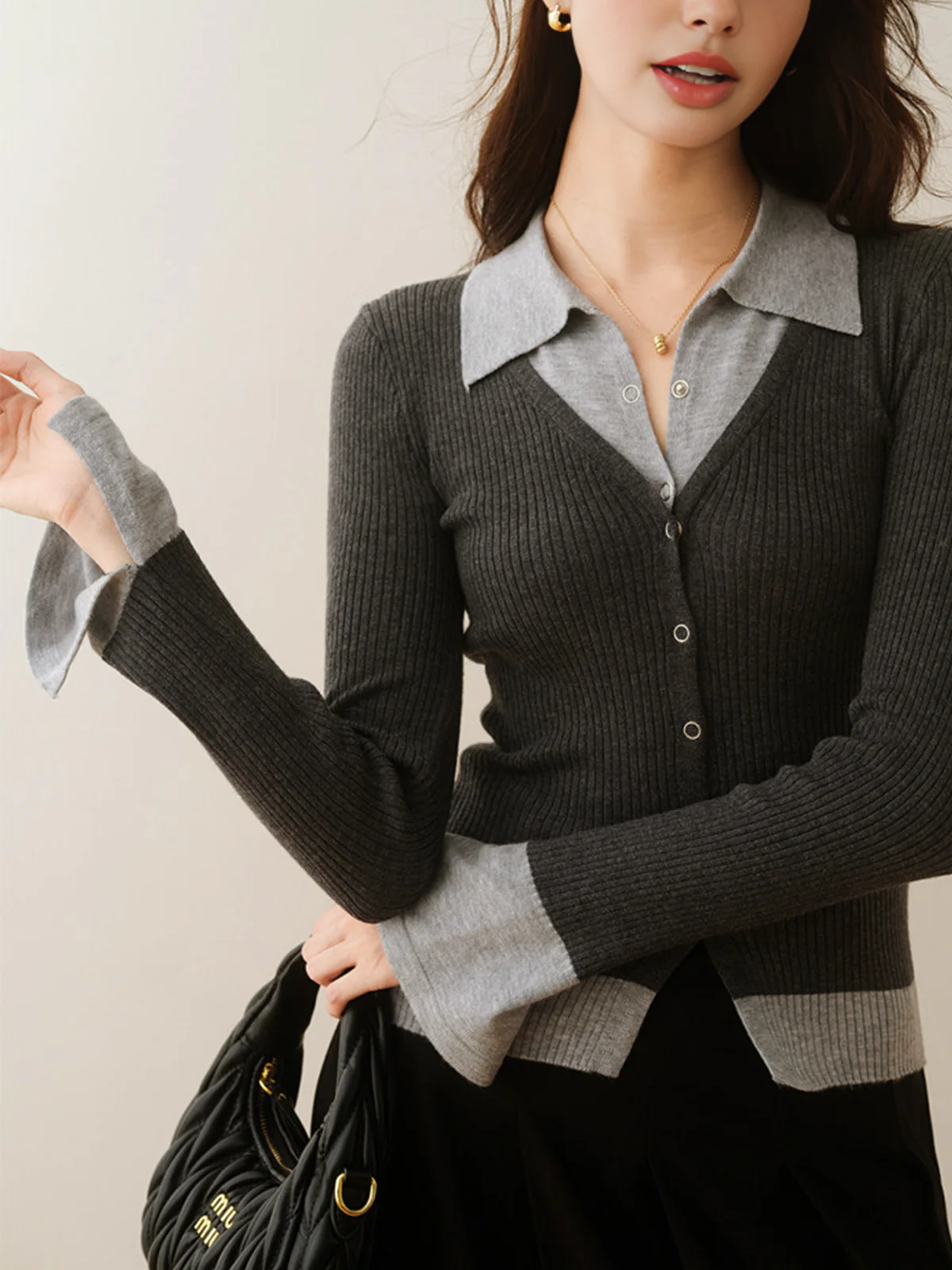 2 in 1 Color Block Knit Top - Image 5