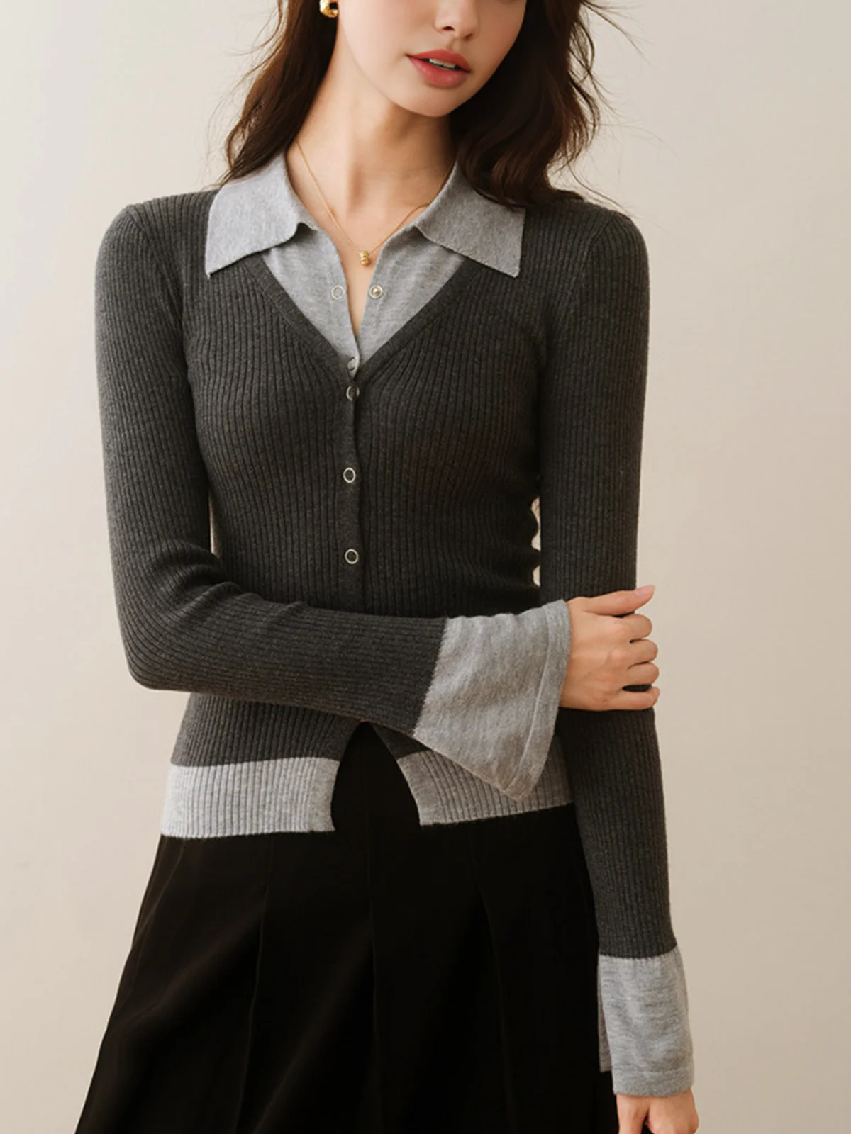2 in 1 Color Block Knit Top - Image 6