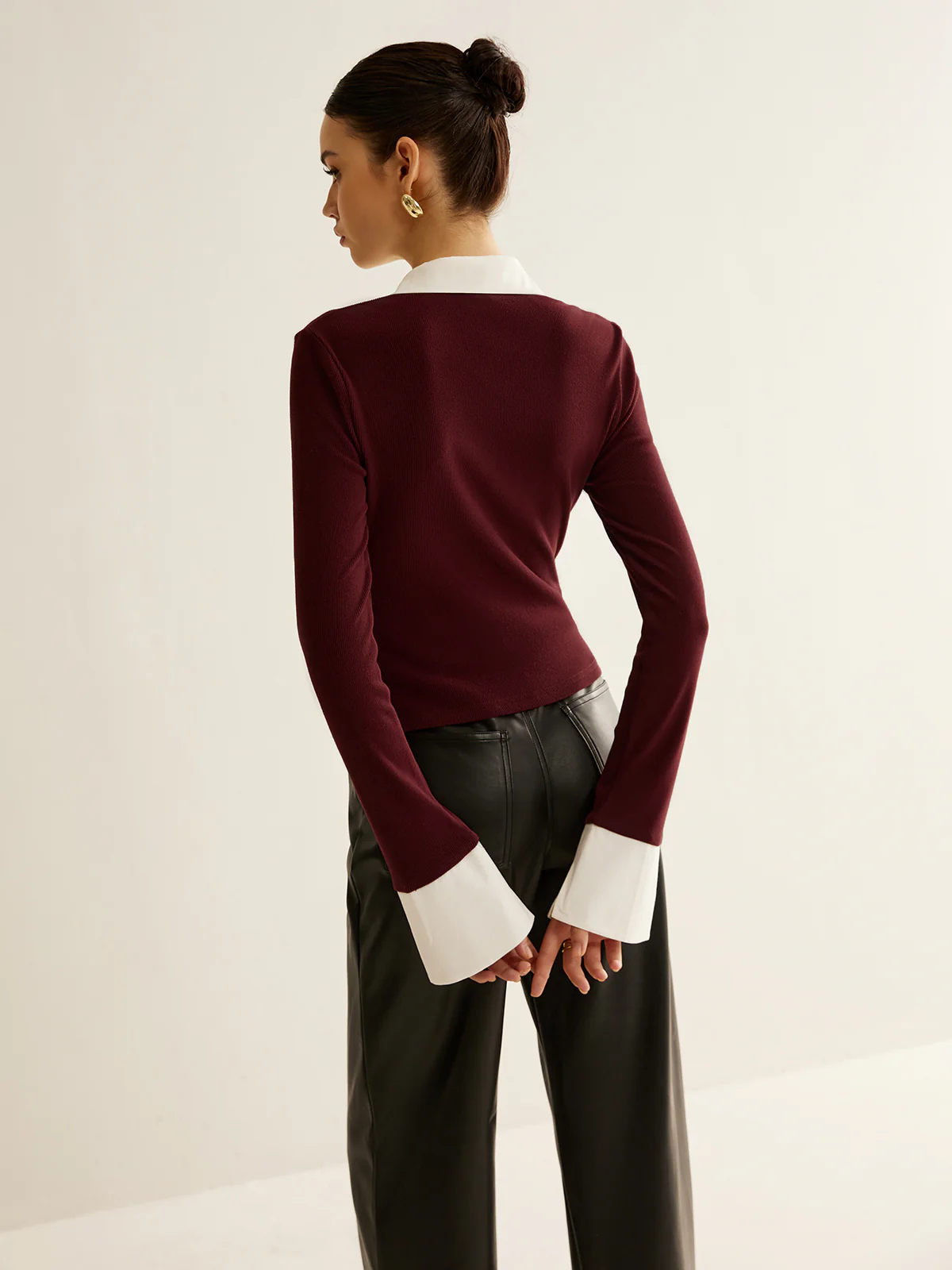 2 in 1 Contrast Binding Button Shirt - Image 8