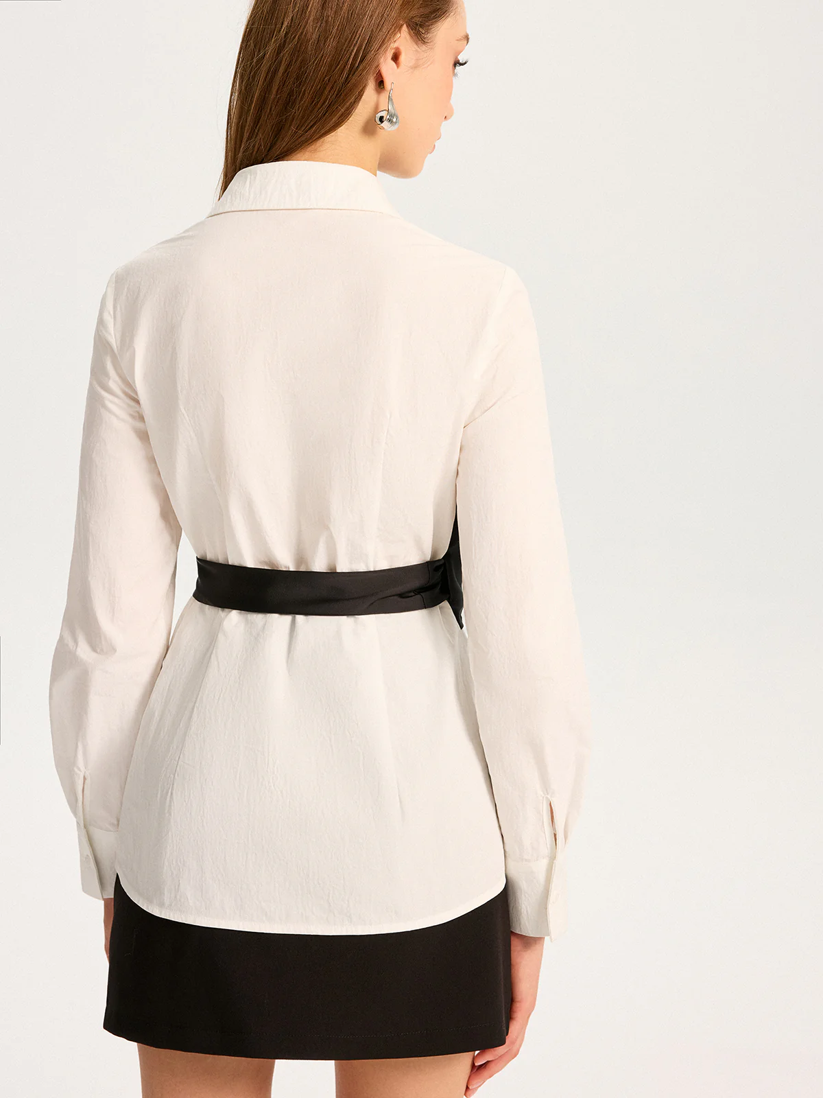 2 in 1 Cotton-Blend Shirt with Belt - Image 6