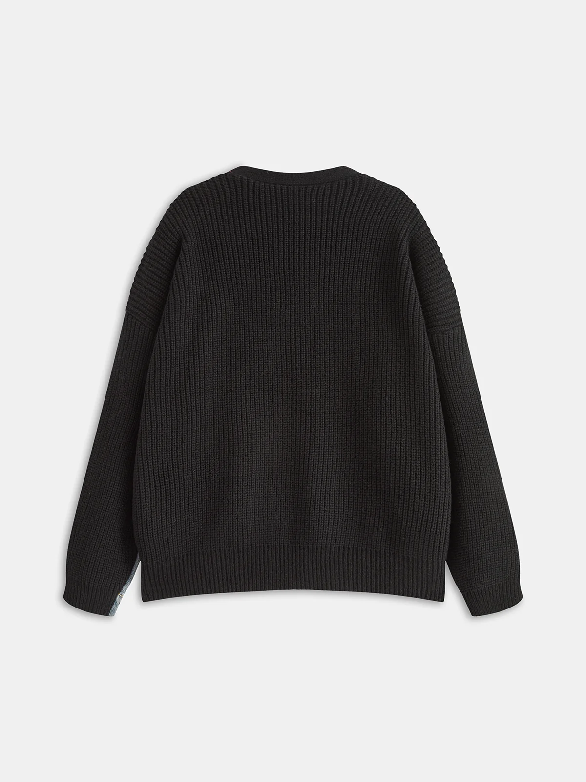 2 in 1 Denim Paneled Knit Cardigan - Image 2