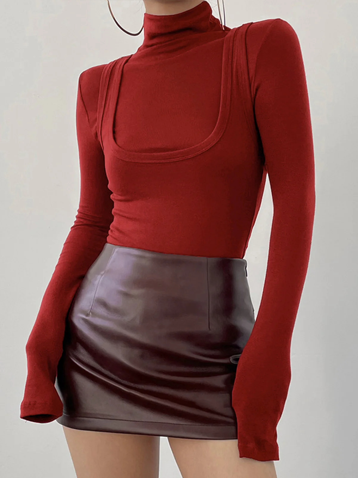 2 in 1 Mock Neck Jersey Top - Image 18