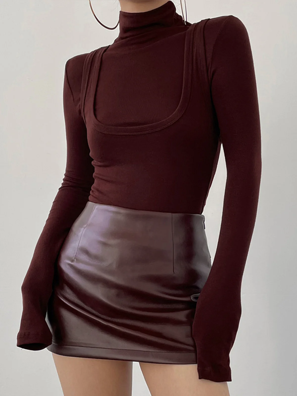 2 in 1 Mock Neck Jersey Top - Image 4