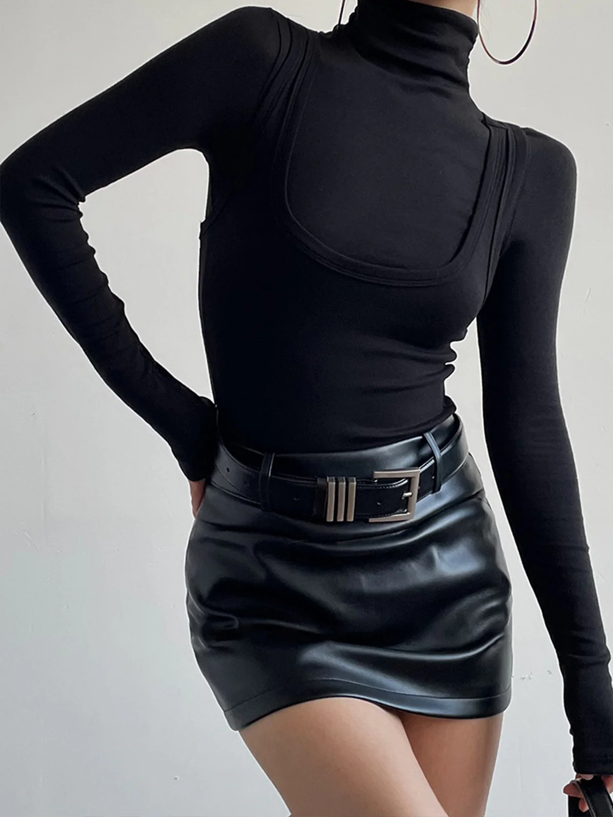 2 in 1 Mock Neck Jersey Top - Image 7
