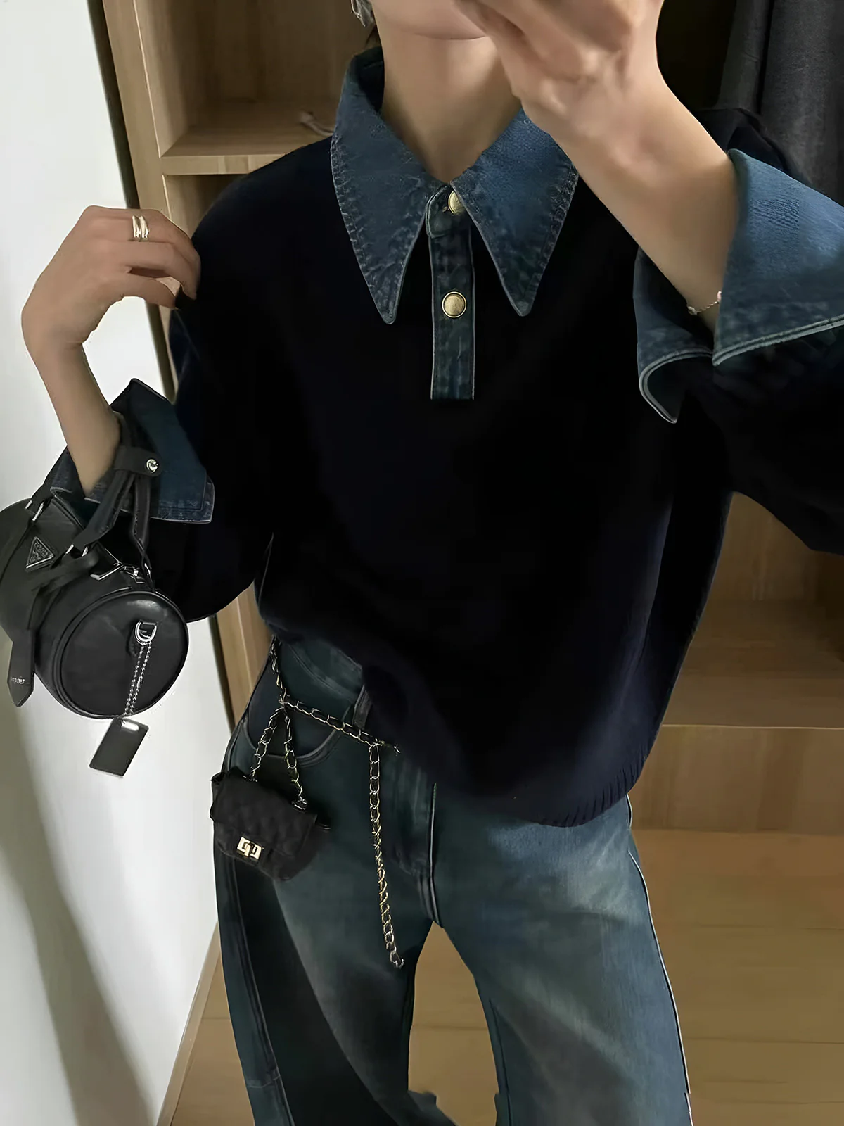 2 in 1 Panel Lapel Sweater - Image 2
