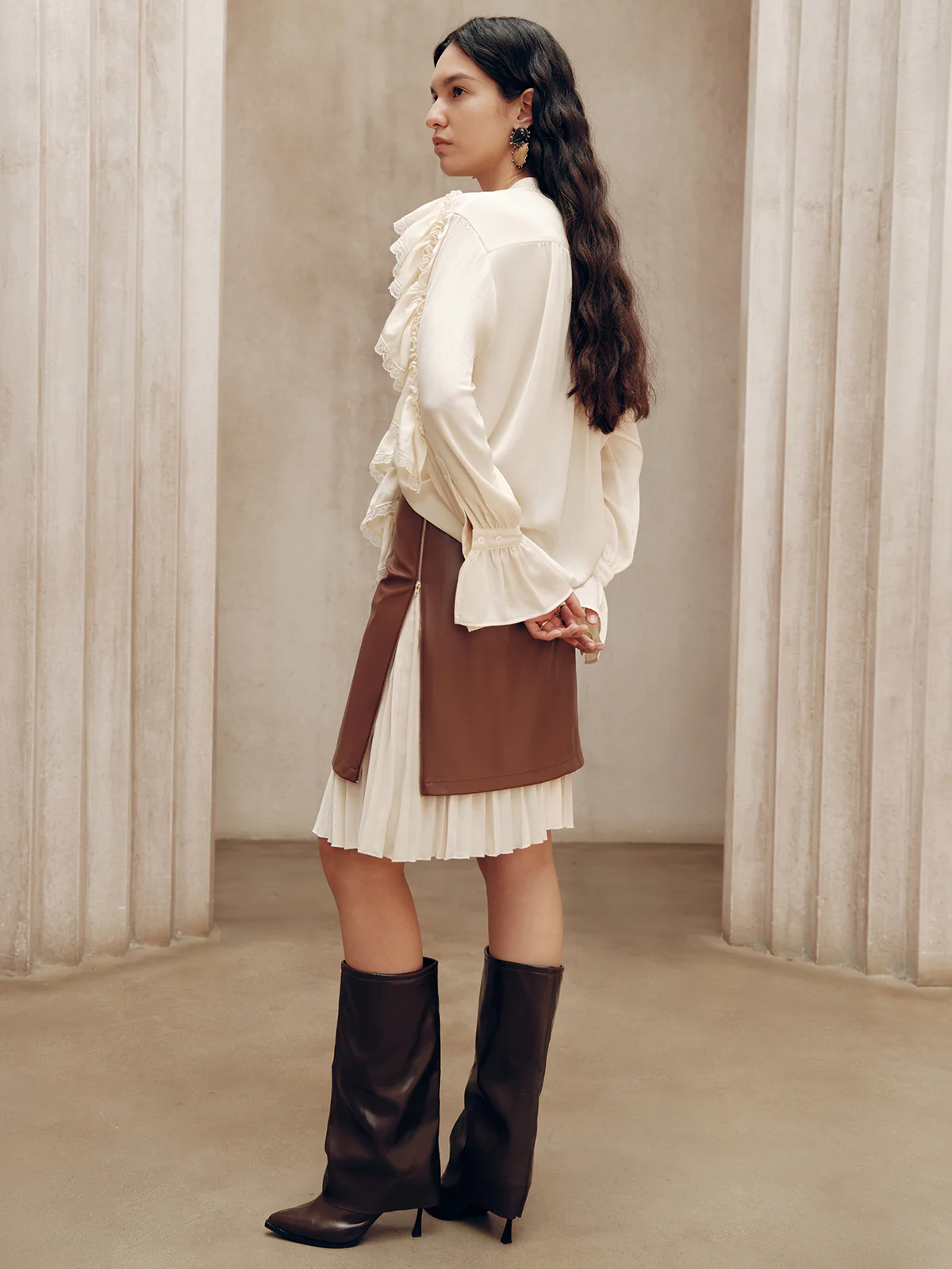 2 in 1 Pleated Zip PU Mini Skirt - Image 5