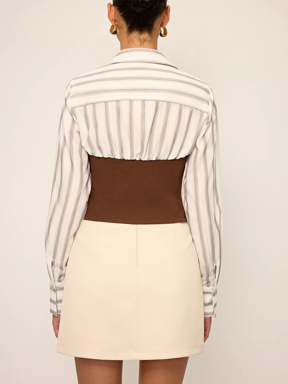 2 in 1 Ribbed Knit and Striped Contrast Shirt - Image 5