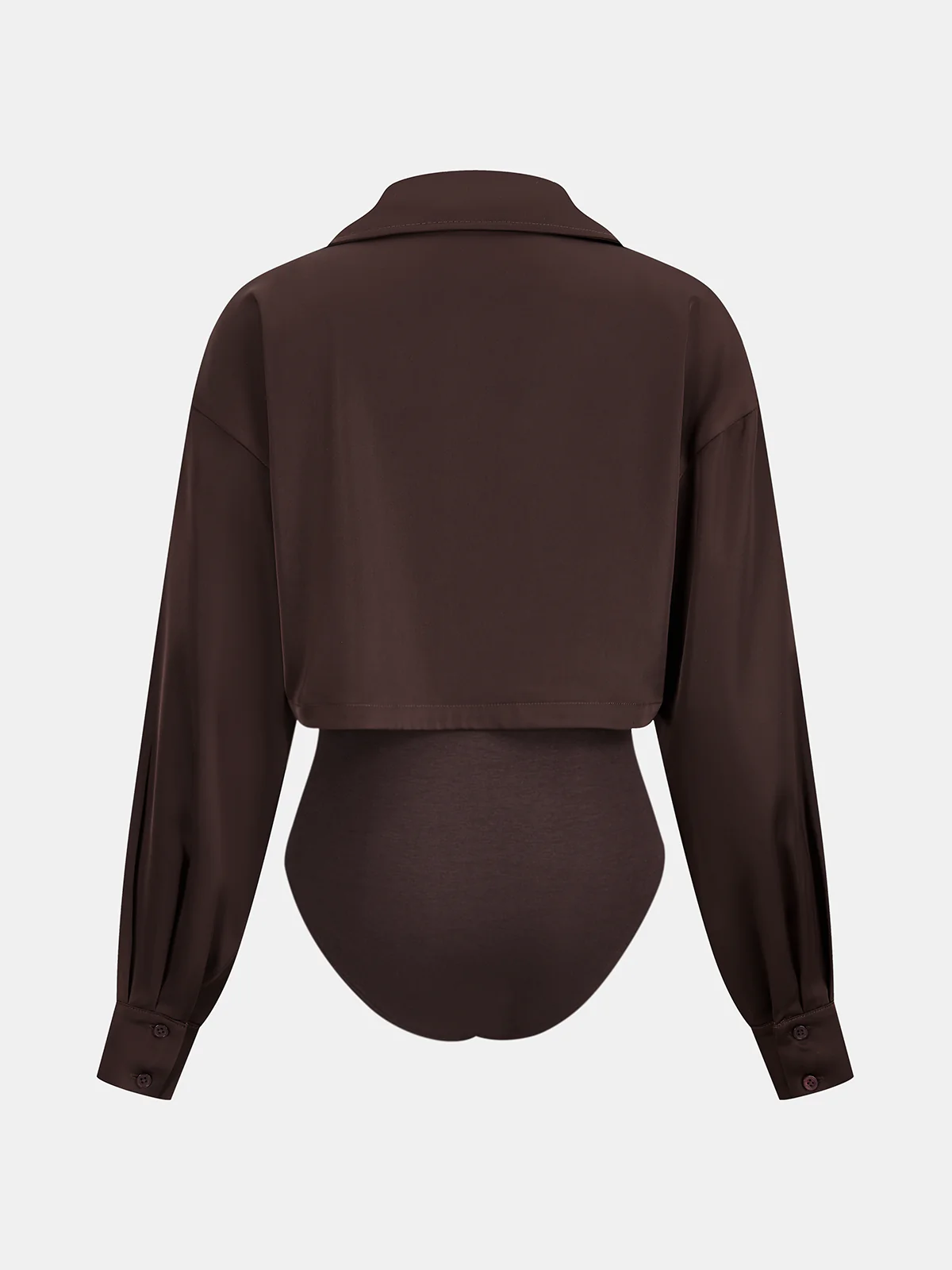2 in 1 Satin Shirt Panel Bodysuit - Image 2