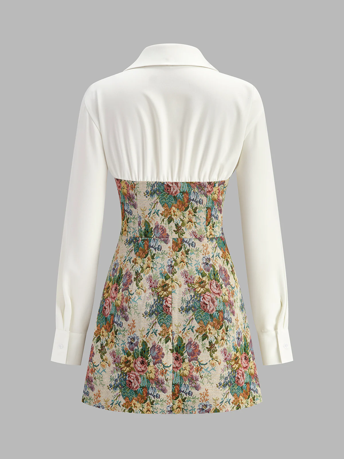 2 in 1 Tweed Floral Zipper Polo Dress - Image 4