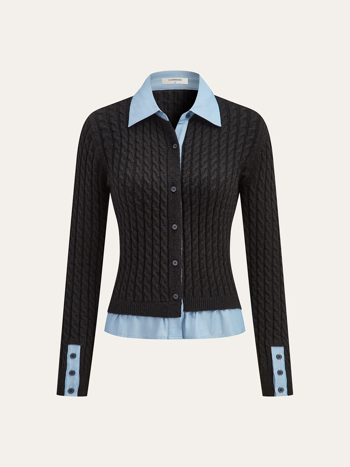 2 in1 Paneled Cable-Knit Cardigan