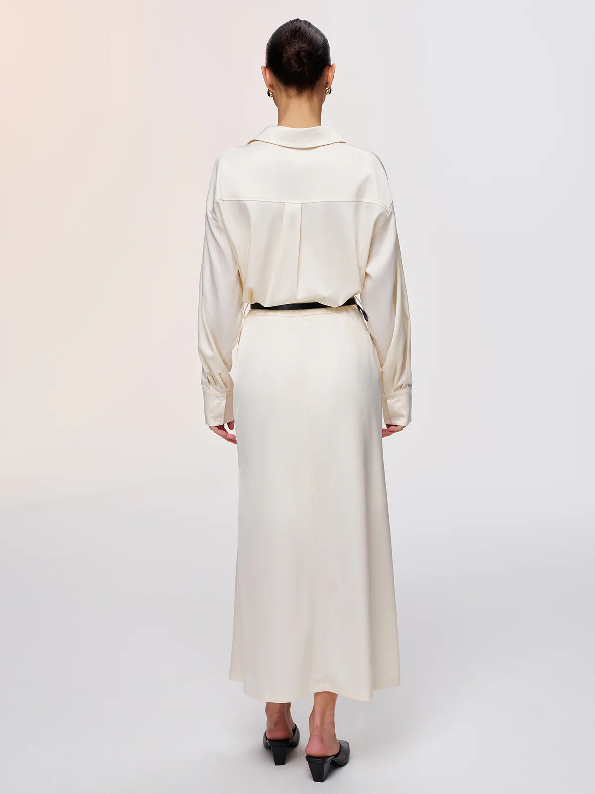 3-Piece Tank Top Satin Shirt Midi Skirt Set - Image 6