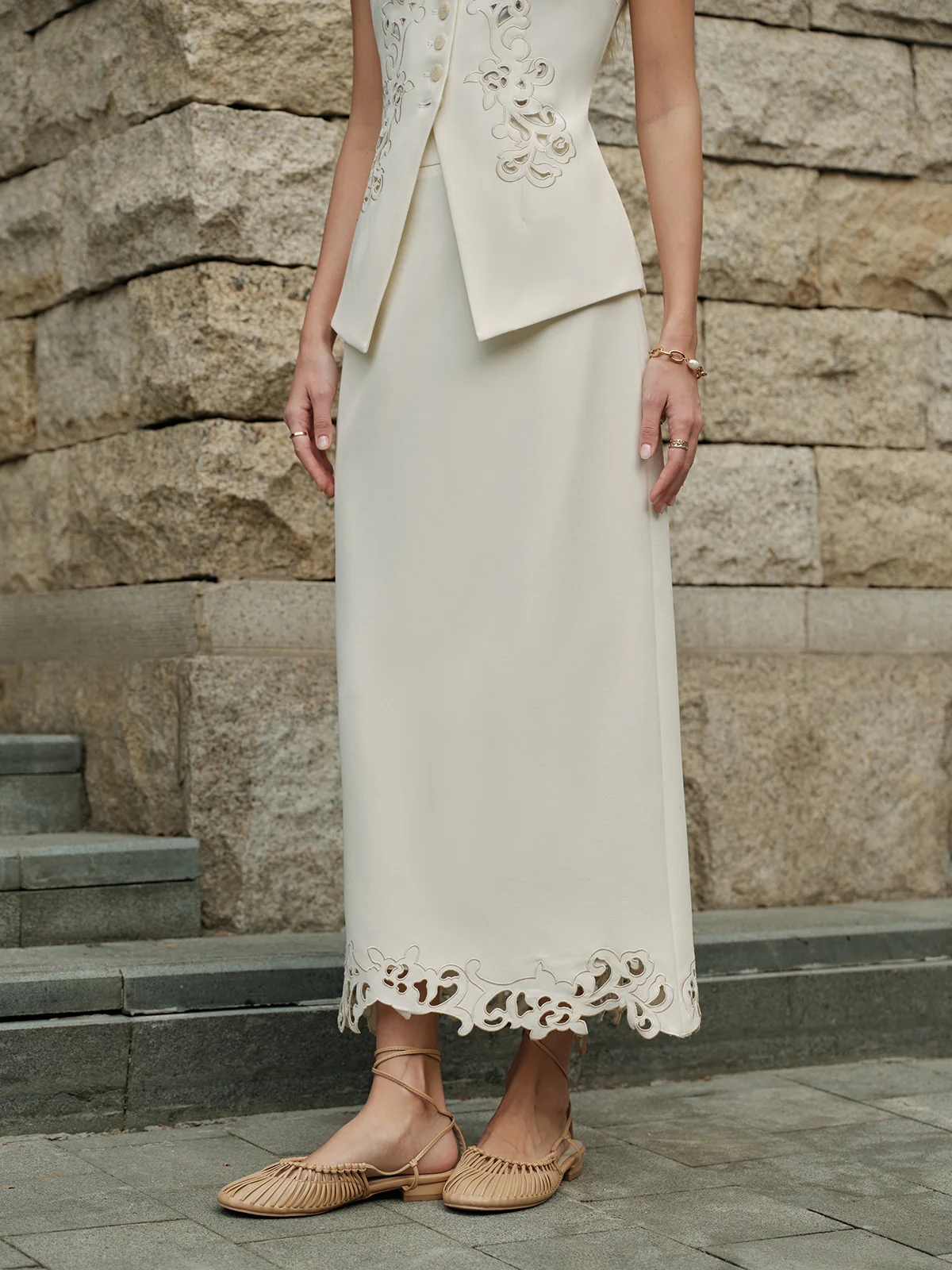 3D Embroidered A-Line Skirt - Image 3