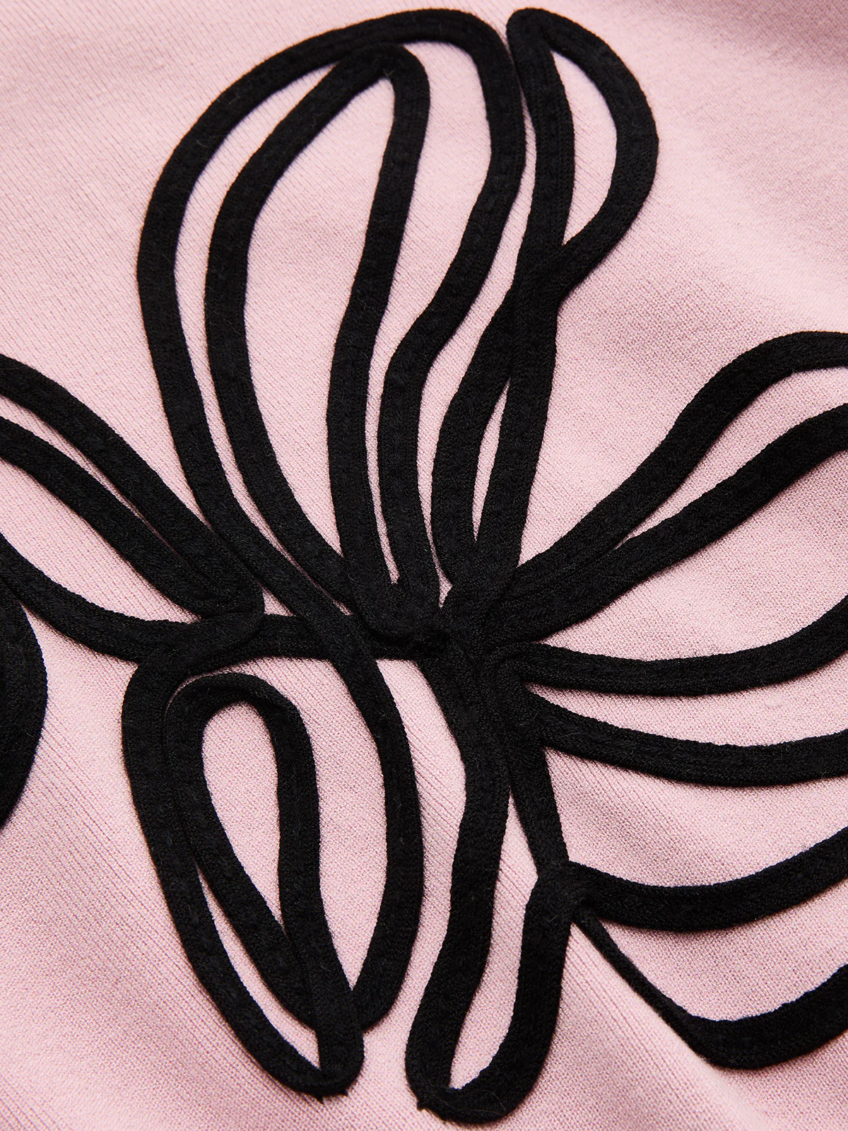 3D Floral Applique Short Sleeve Knit Dress - Image 3