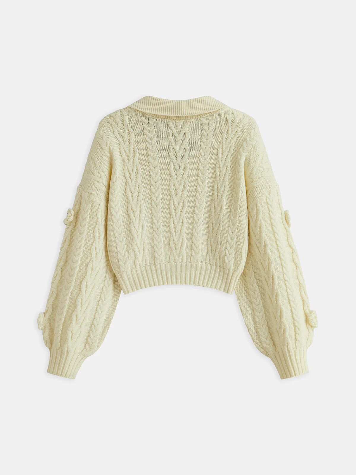 3D Floral Collared Cable Knit Top - Image 2