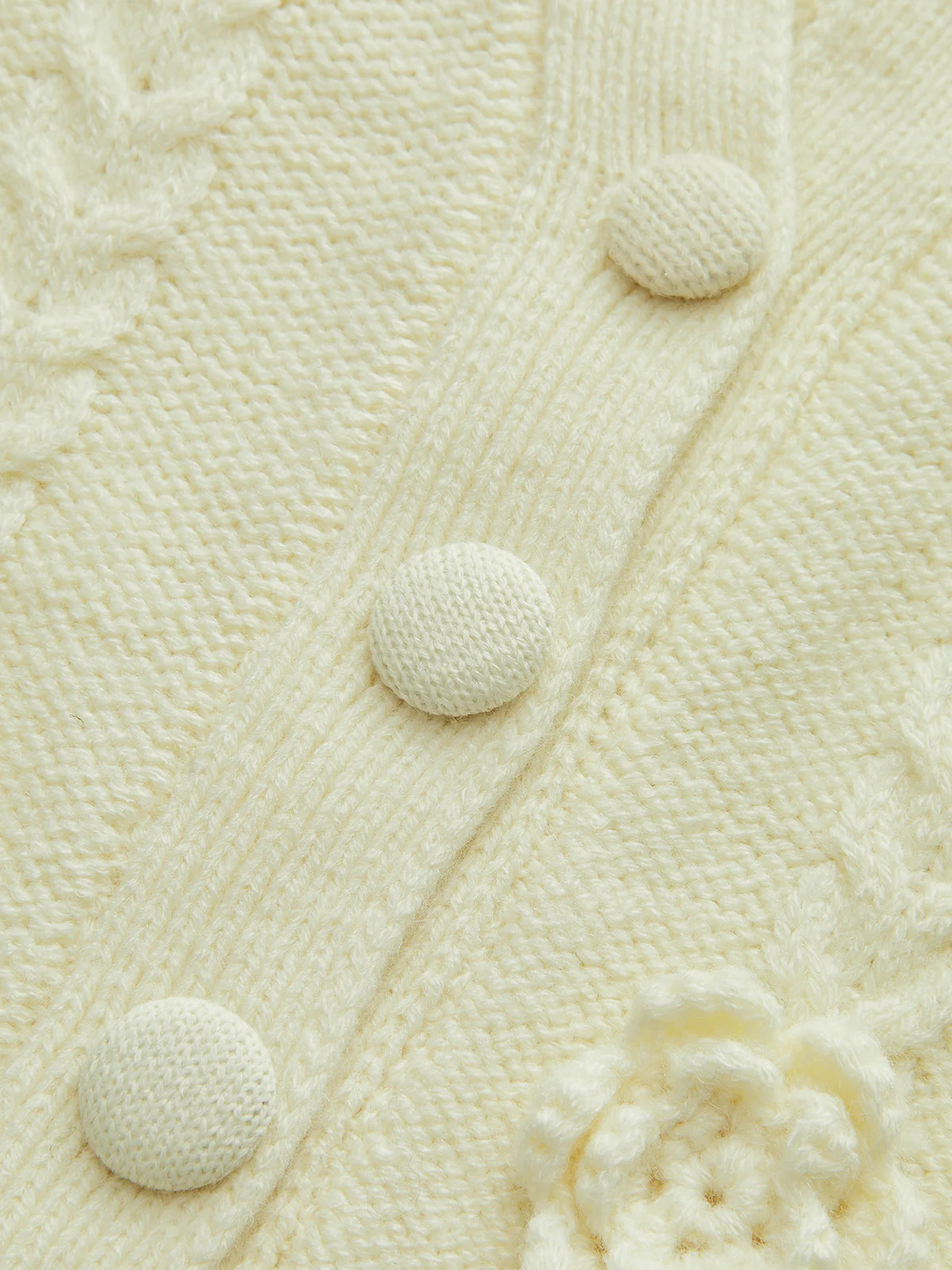 3D Floral Collared Cable Knit Top - Image 3