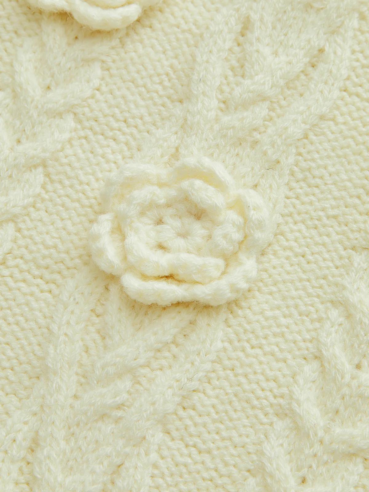 3D Floral Collared Cable Knit Top - Image 4