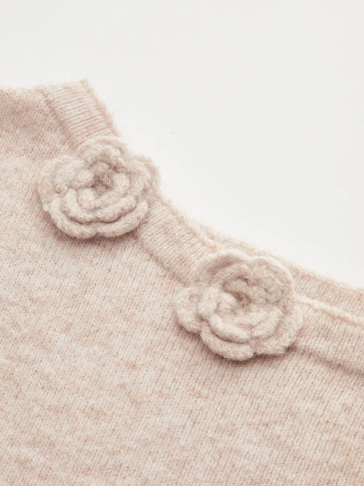 3D Floral Embellished Cinched-Waist Knit Top - Image 5