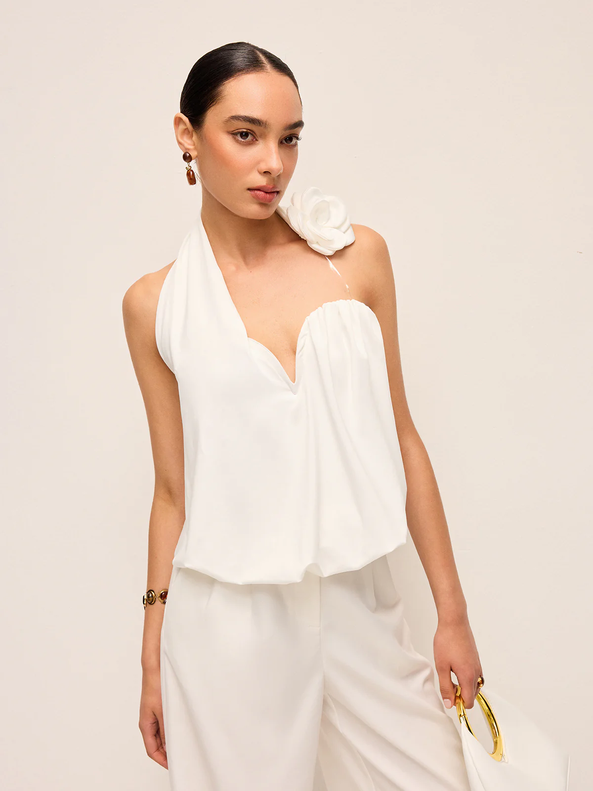 3D Floral Embellished Halter Top - Image 4