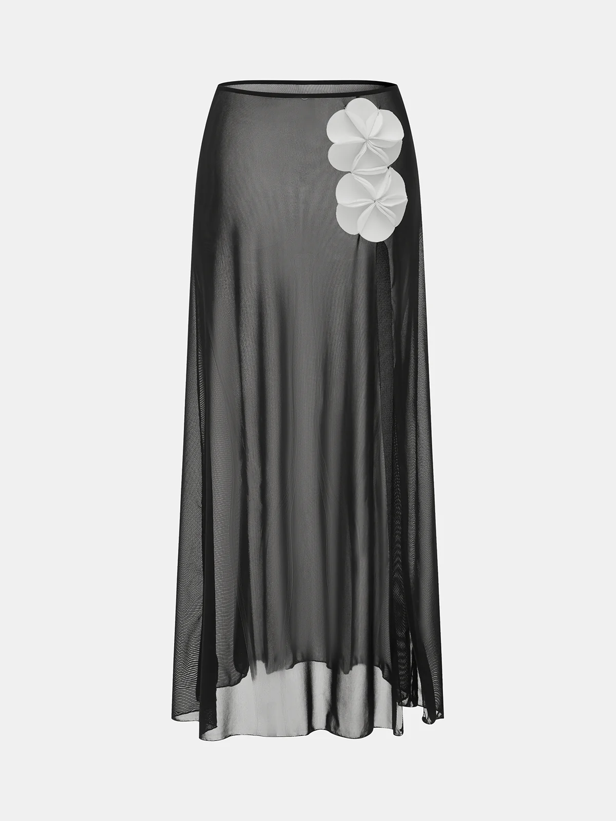 3D Floral One Piece Swimsuit Skirt Set - Image 4