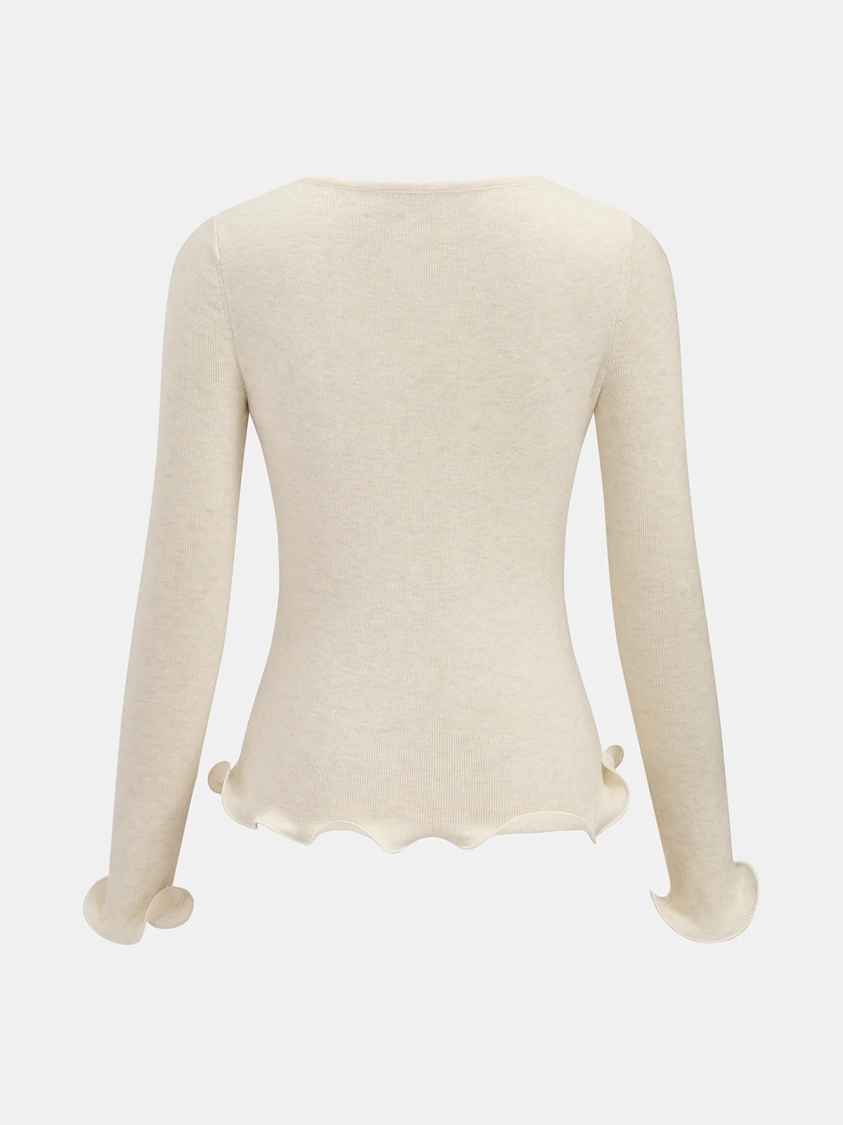 3D Floral Ruffled Hem Knit Top - Image 8