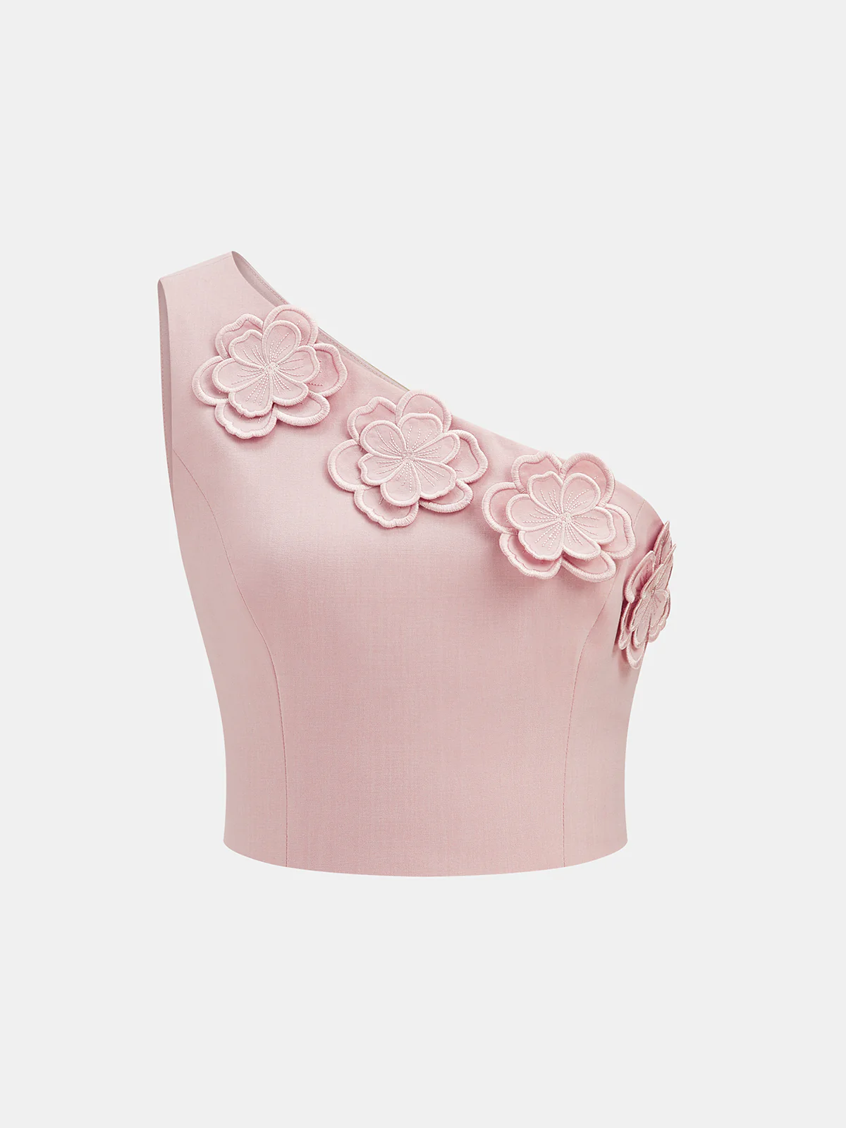 3D Flower One-Shoulder Crop Top & Pants Set - Image 2