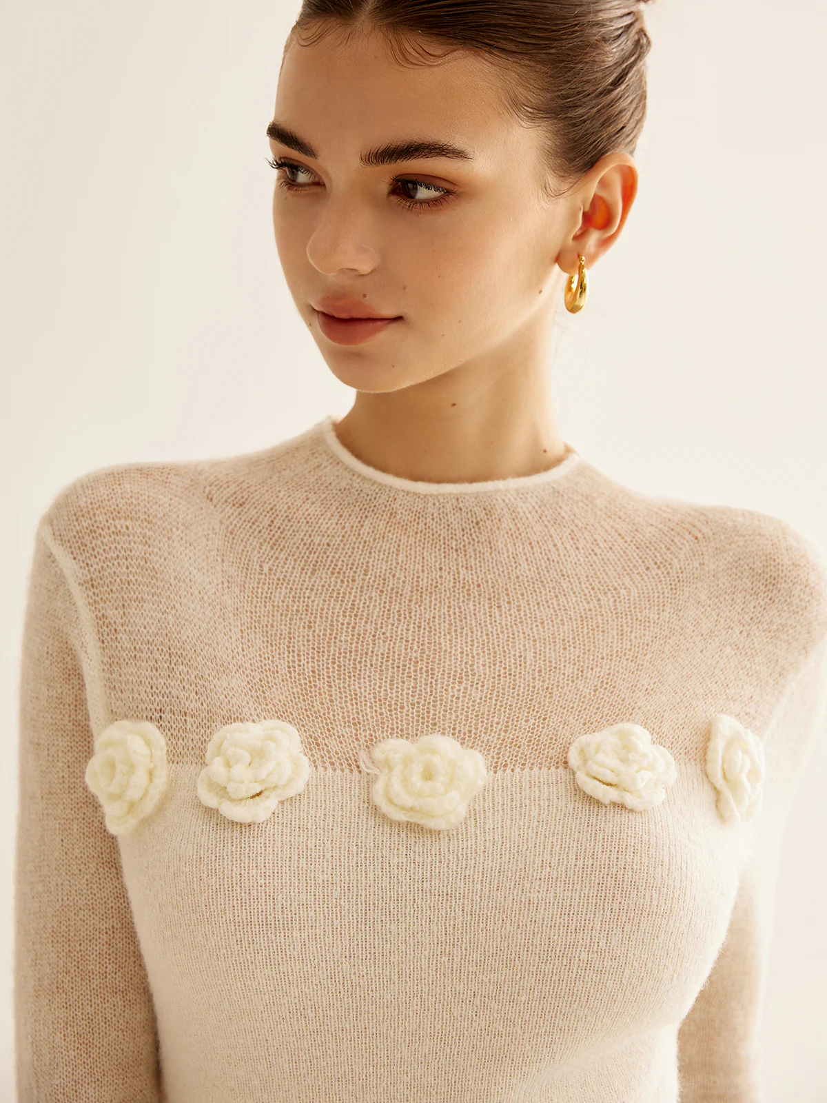 3D Flower Panel Soft Knit Top - Image 2