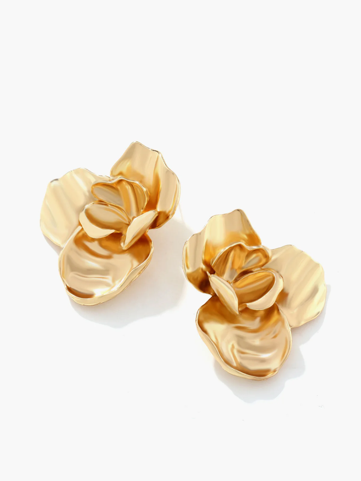 3D Golden Flower Earrings - Image 2