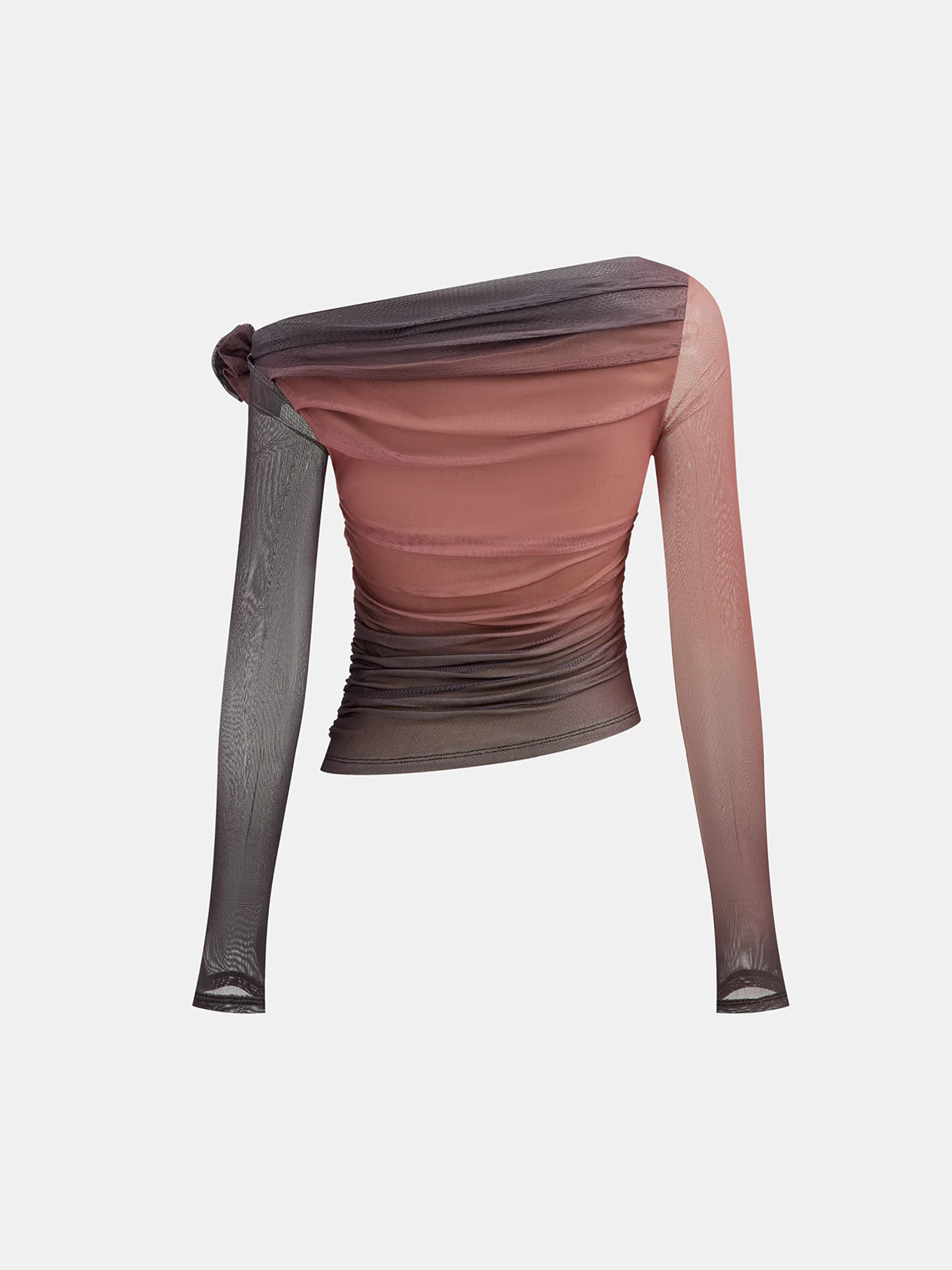 3D Rose Detail Ombre Mesh Off-Shoulder T-Shirt - Image 3