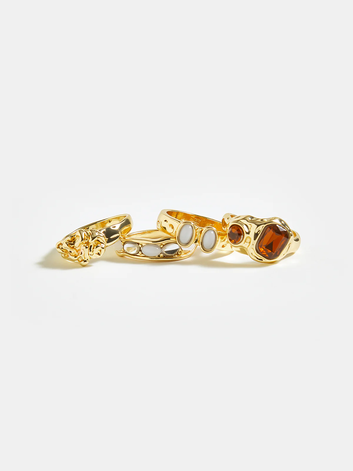 4pcs Gemstone Golden Ring Set - Image 2