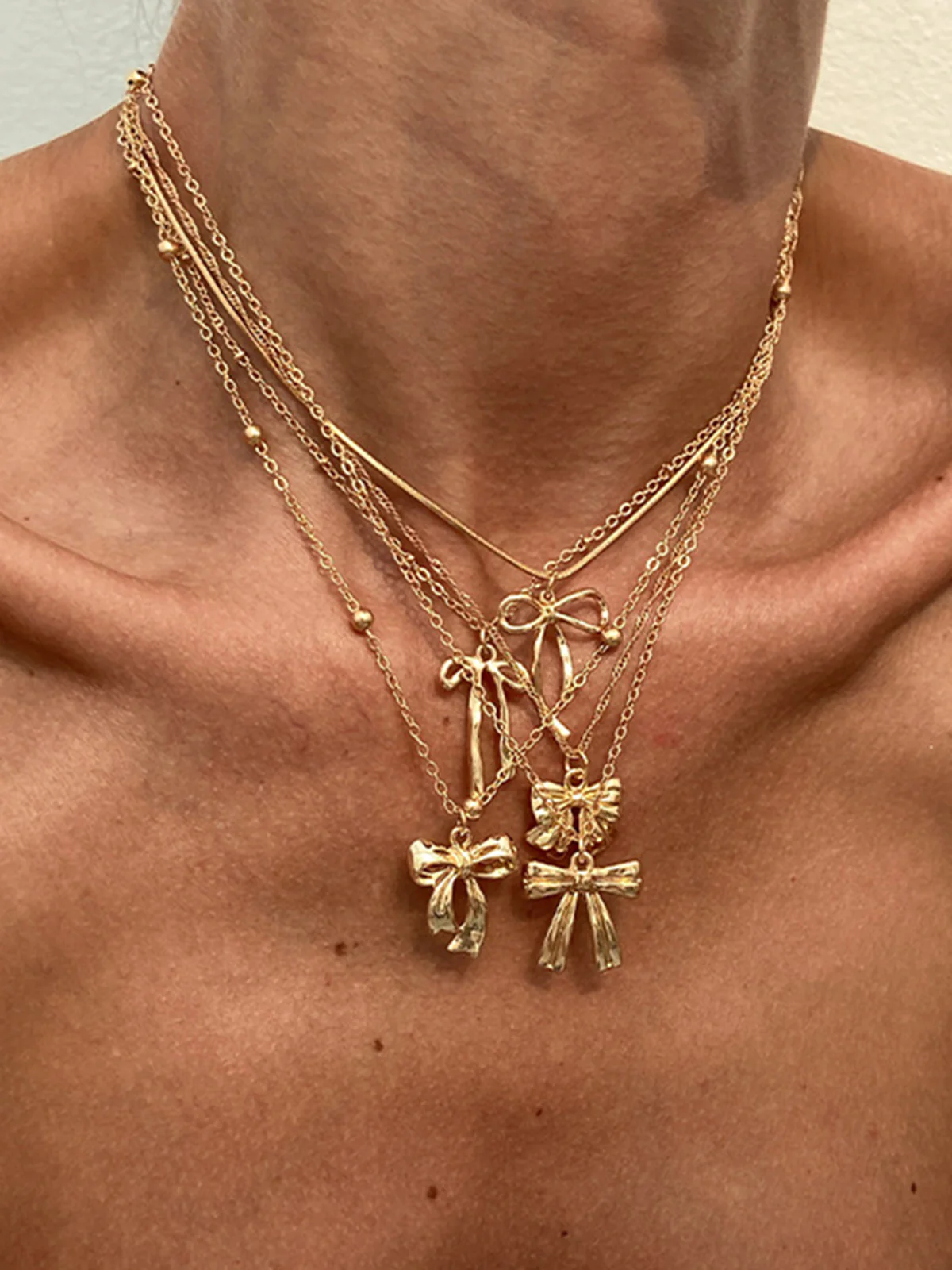 5pcs Bow Charm Necklace Set - Image 2