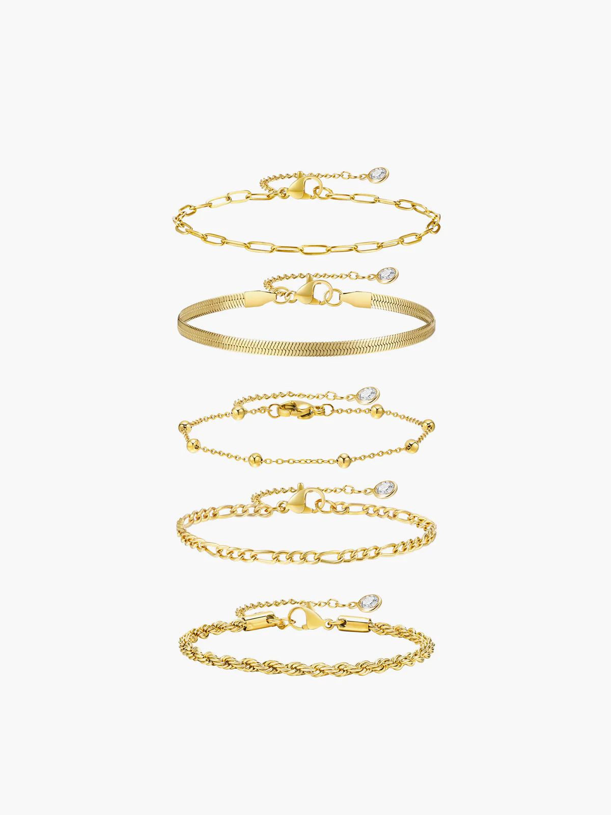 5pcs Geometric Golden Chain Bracelet - Image 2