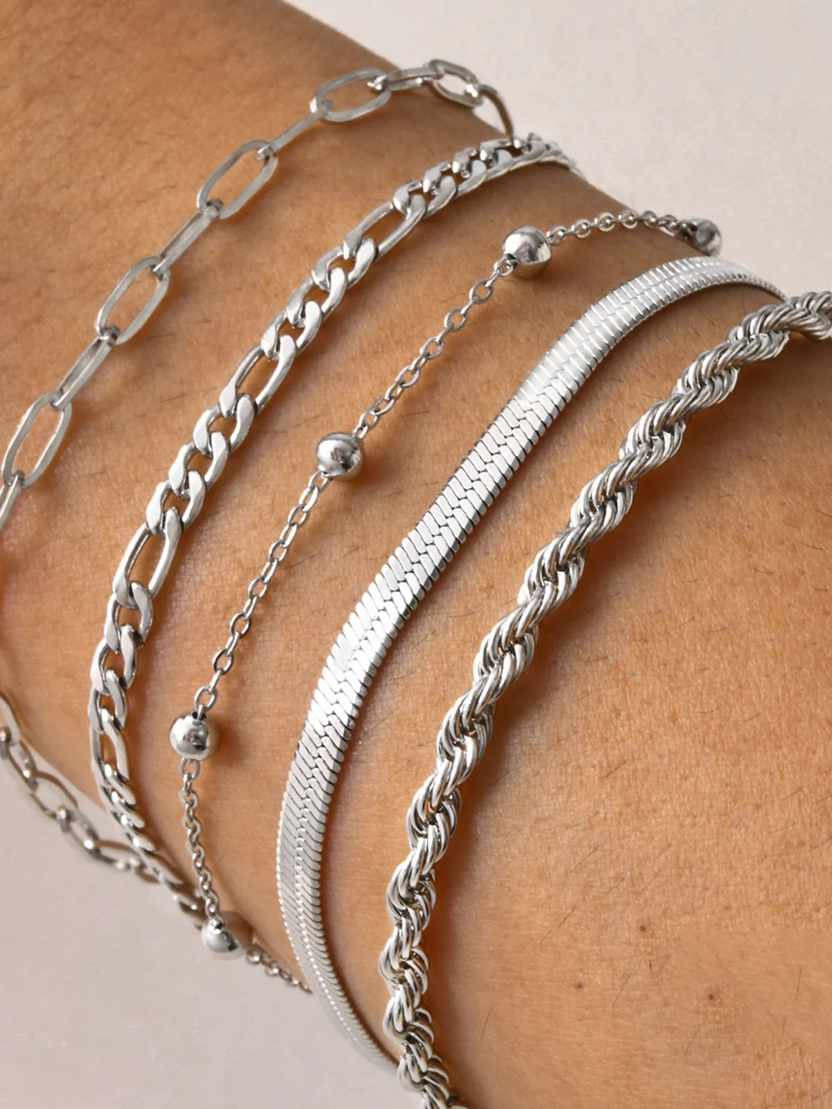 5pcs Geometric Golden Chain Bracelet - Image 4