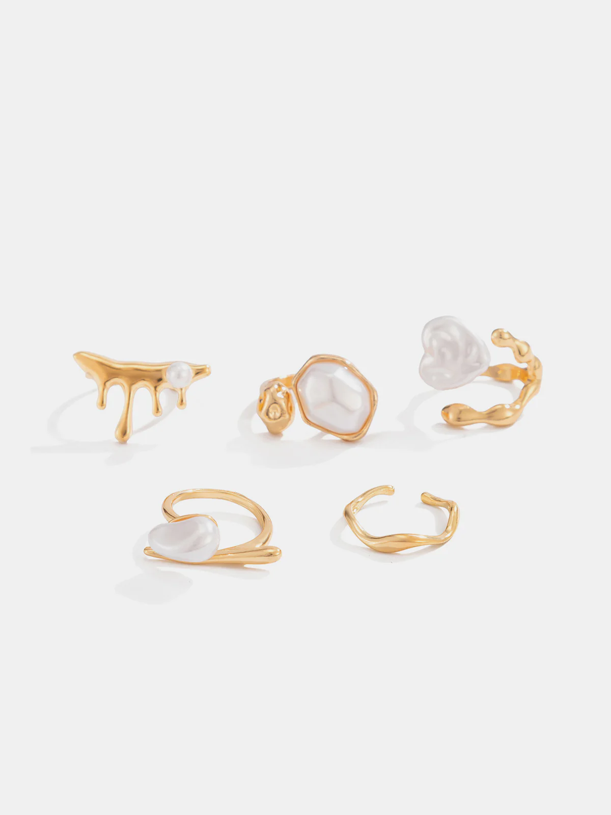 5pcs Golden Irregular Pearl Ring Set - Image 2