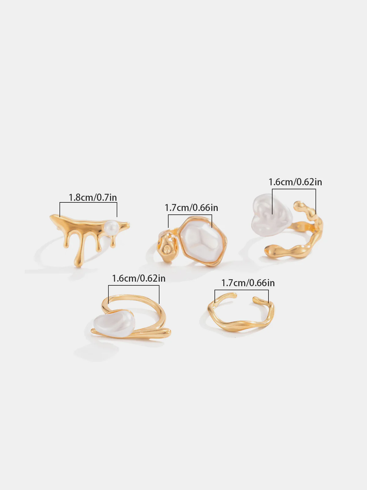5pcs Golden Irregular Pearl Ring Set - Image 4