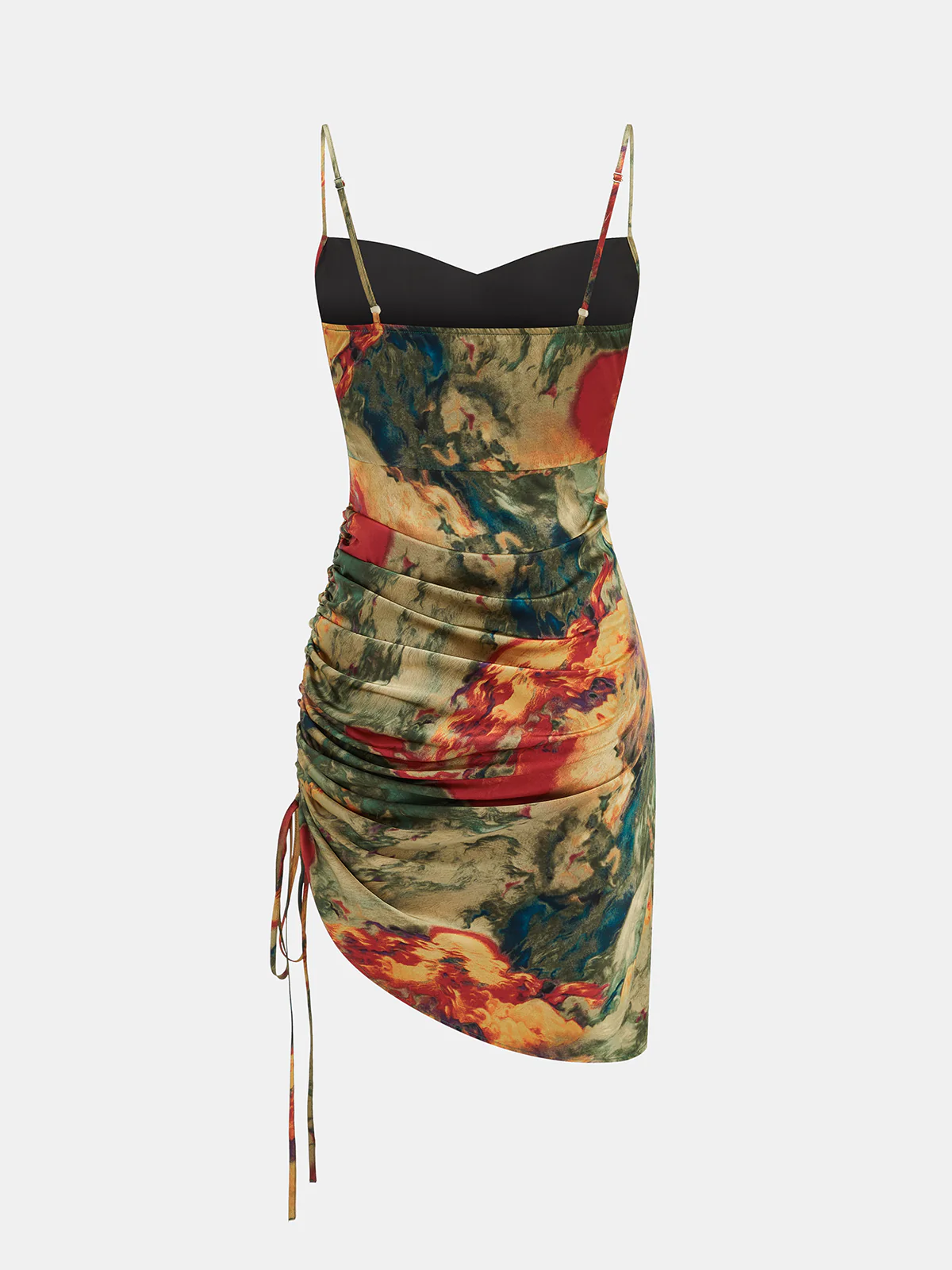 Abstract Print Ruched Drawstring Cami Mini Dress - Image 2