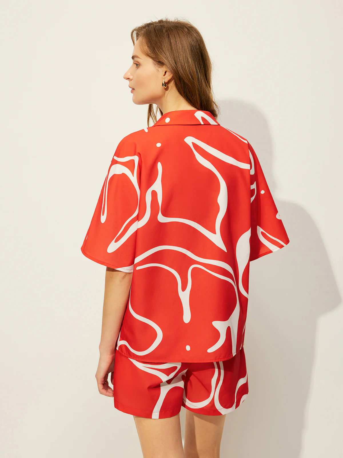 Abstract Print Shirt With Shorts Set - Image 7