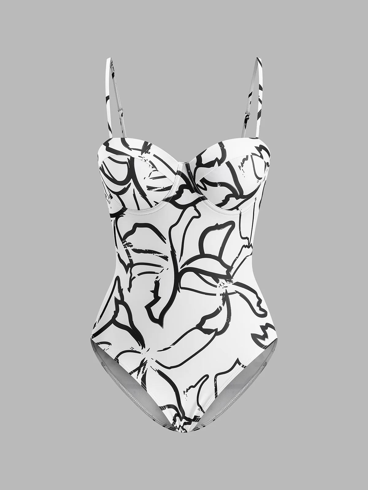 Abstract Print Spaghetti Strap One-Piece - Image 2