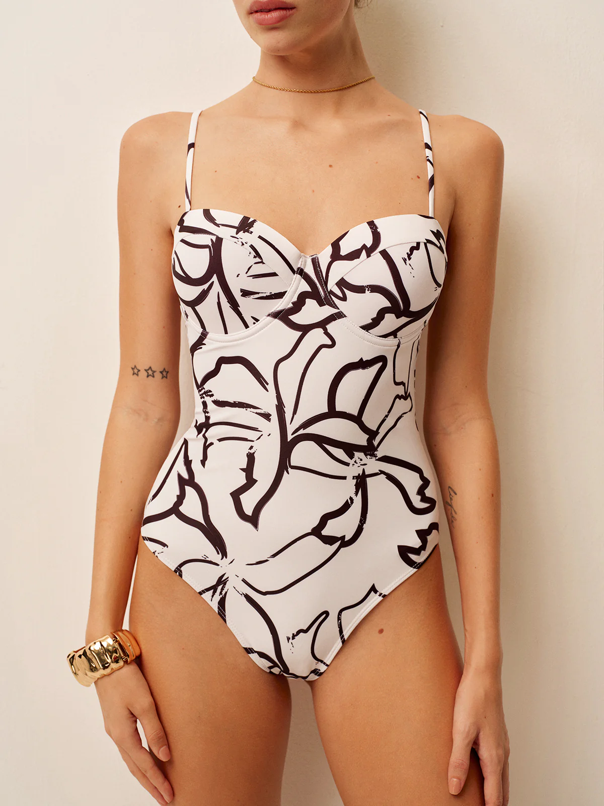 Abstract Print Spaghetti Strap One-Piece - Image 5
