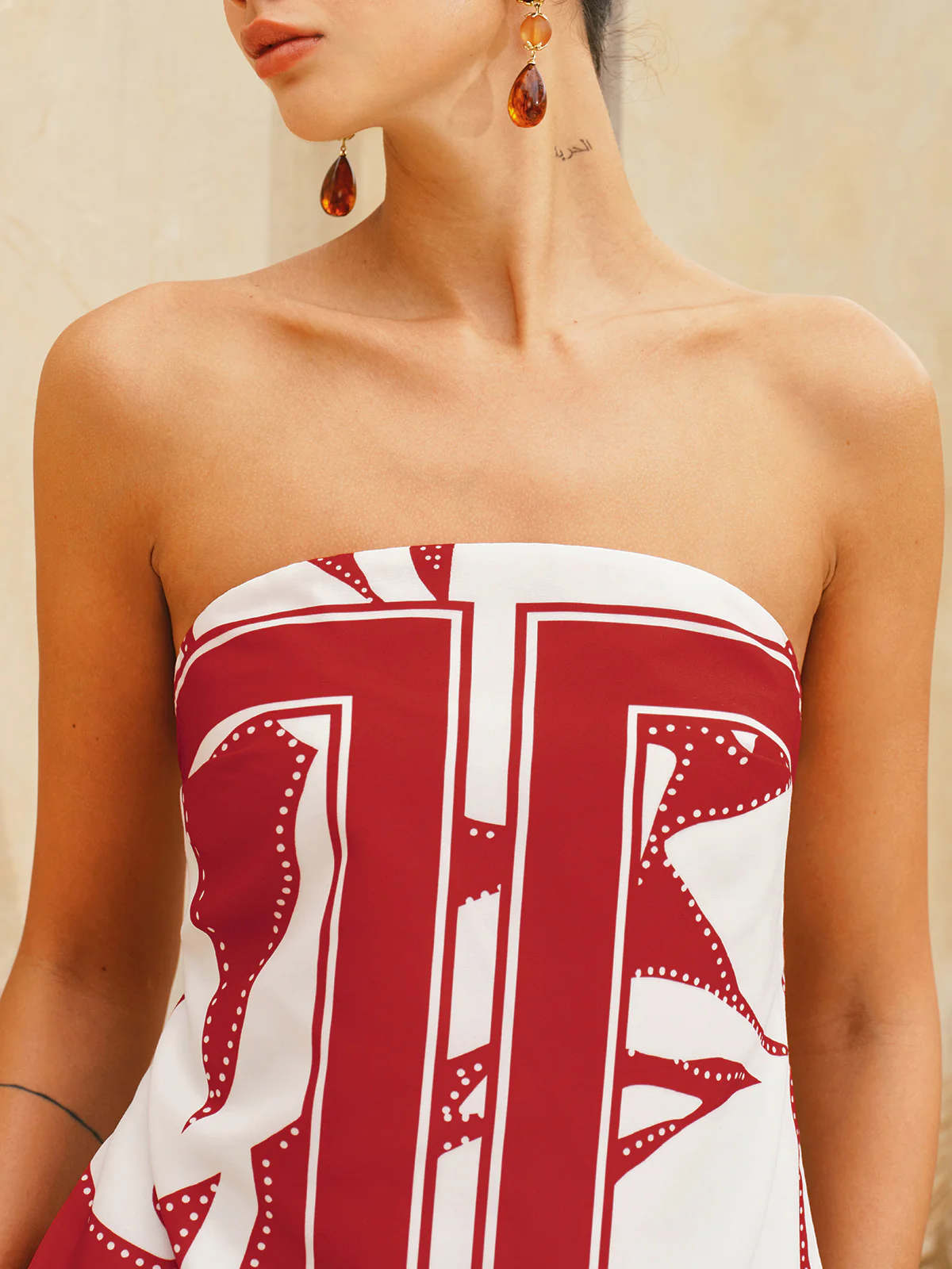 Abstract Print Strapless Top & Pants Set - Image 7
