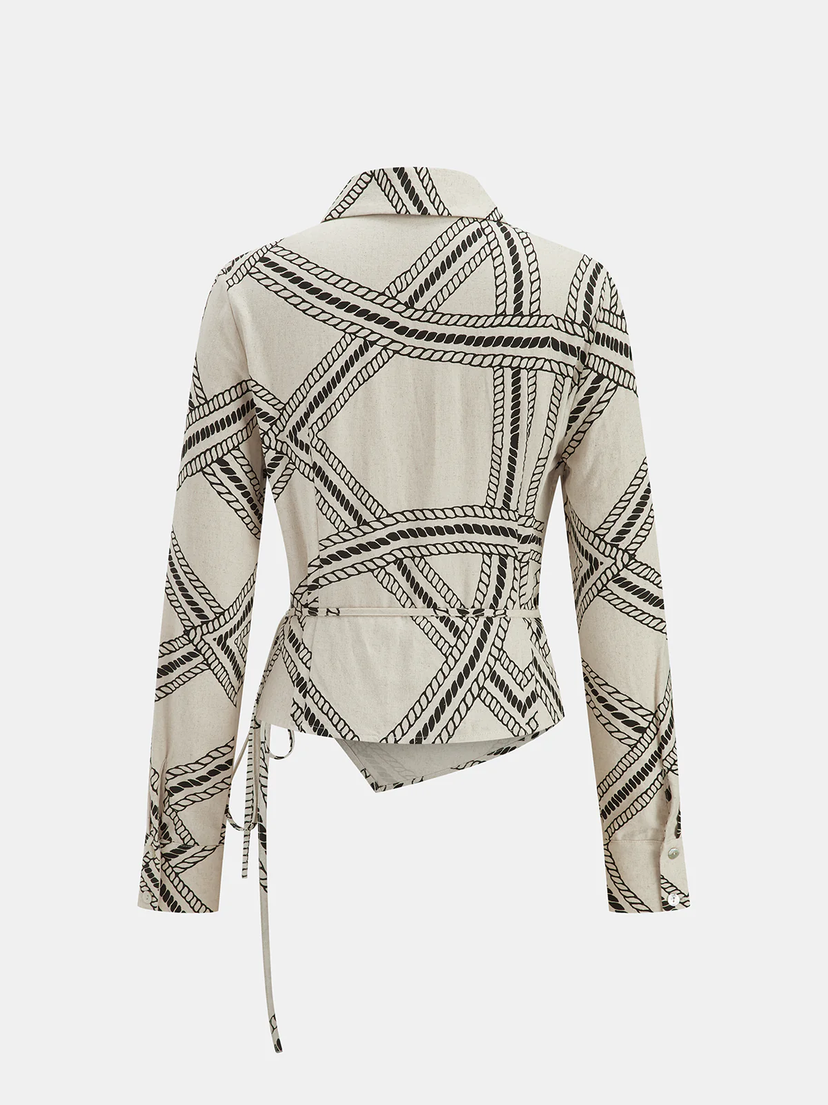 Abstract-Print Wrap-Tie Long-Sleeve Shirt - Image 2