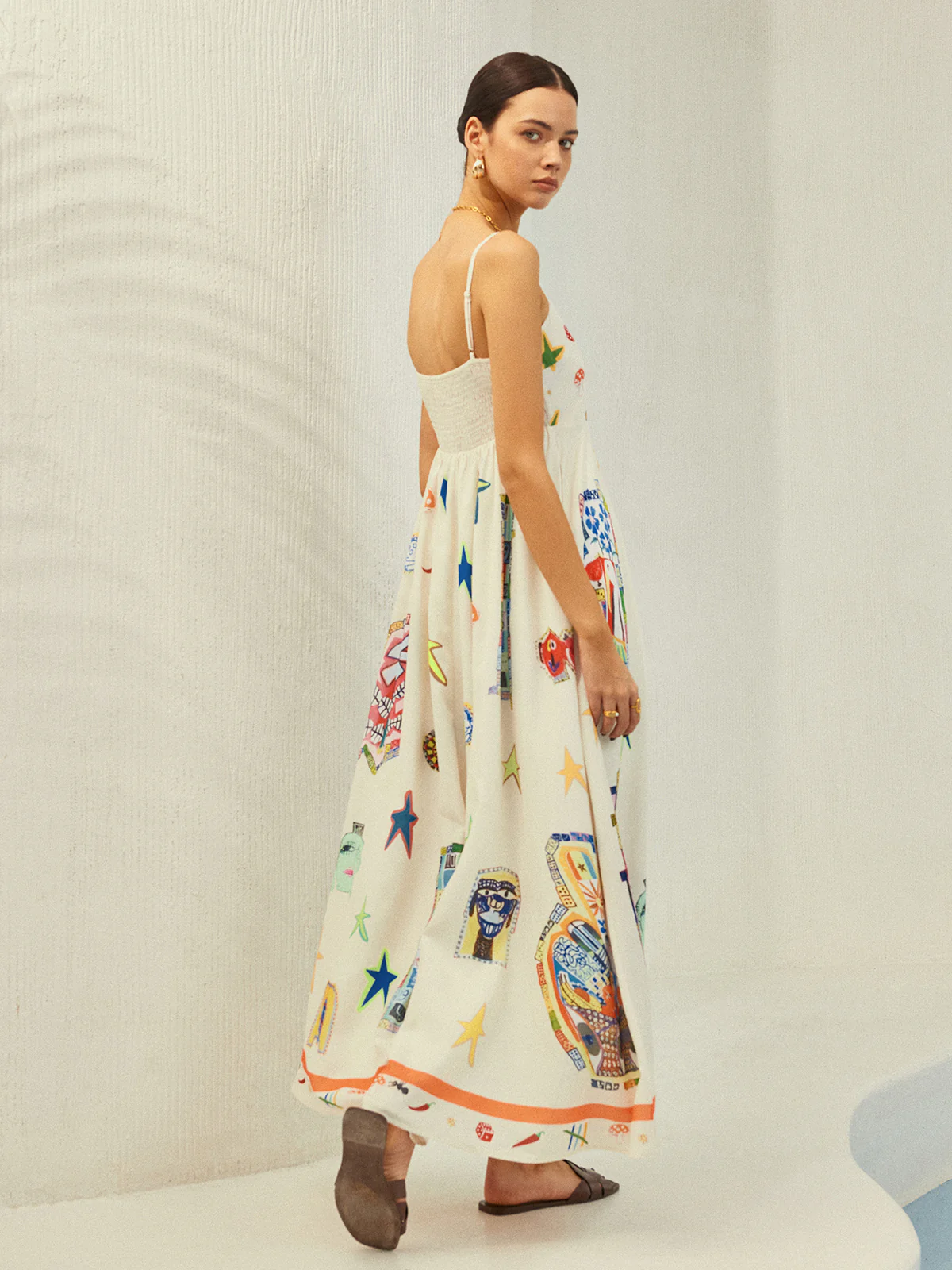 Adjustable Strap Print Dress With Pockets - Image 5
