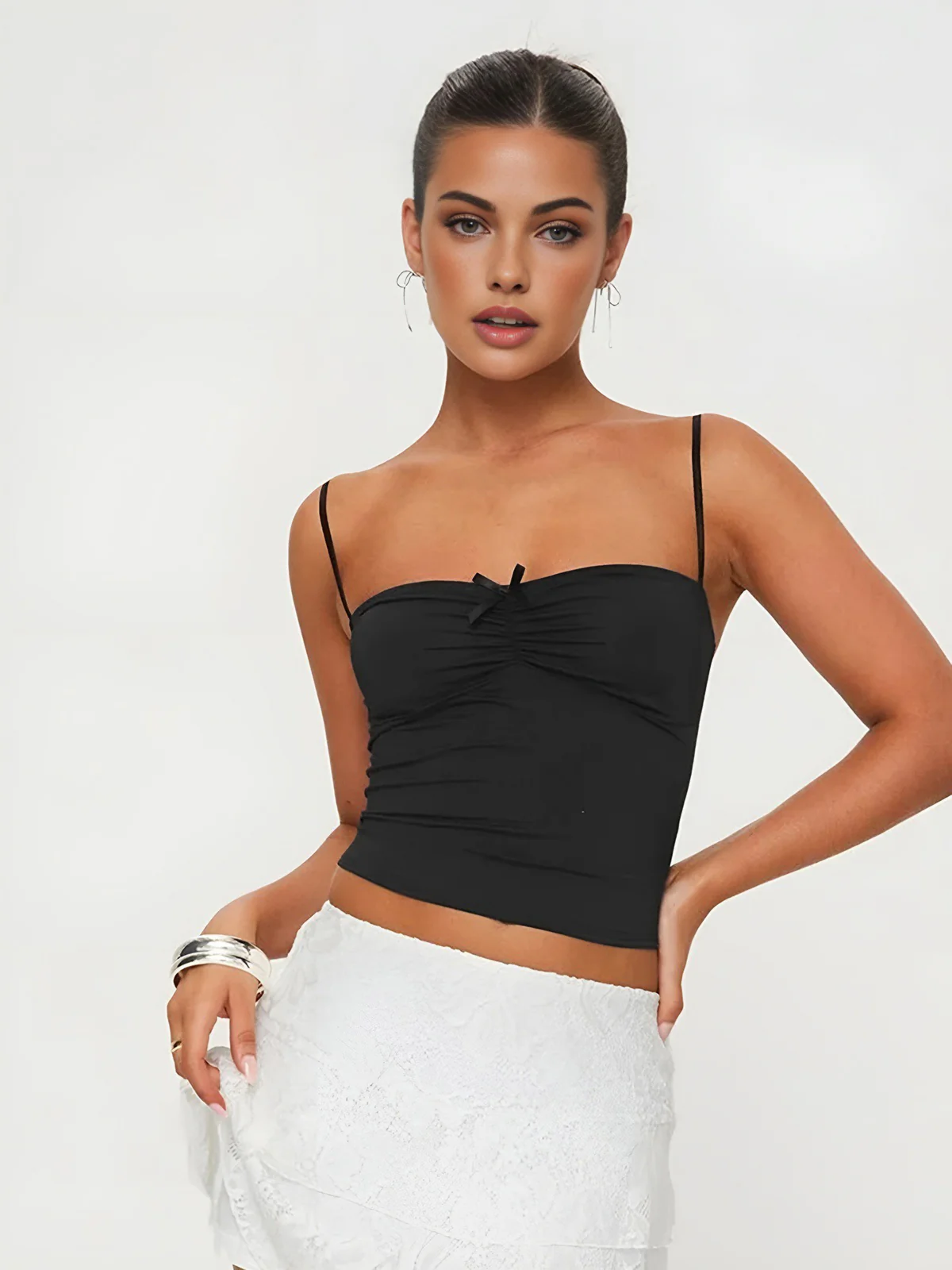 Adjustable Strap Tiny Bow Decor Cami Top - Image 3