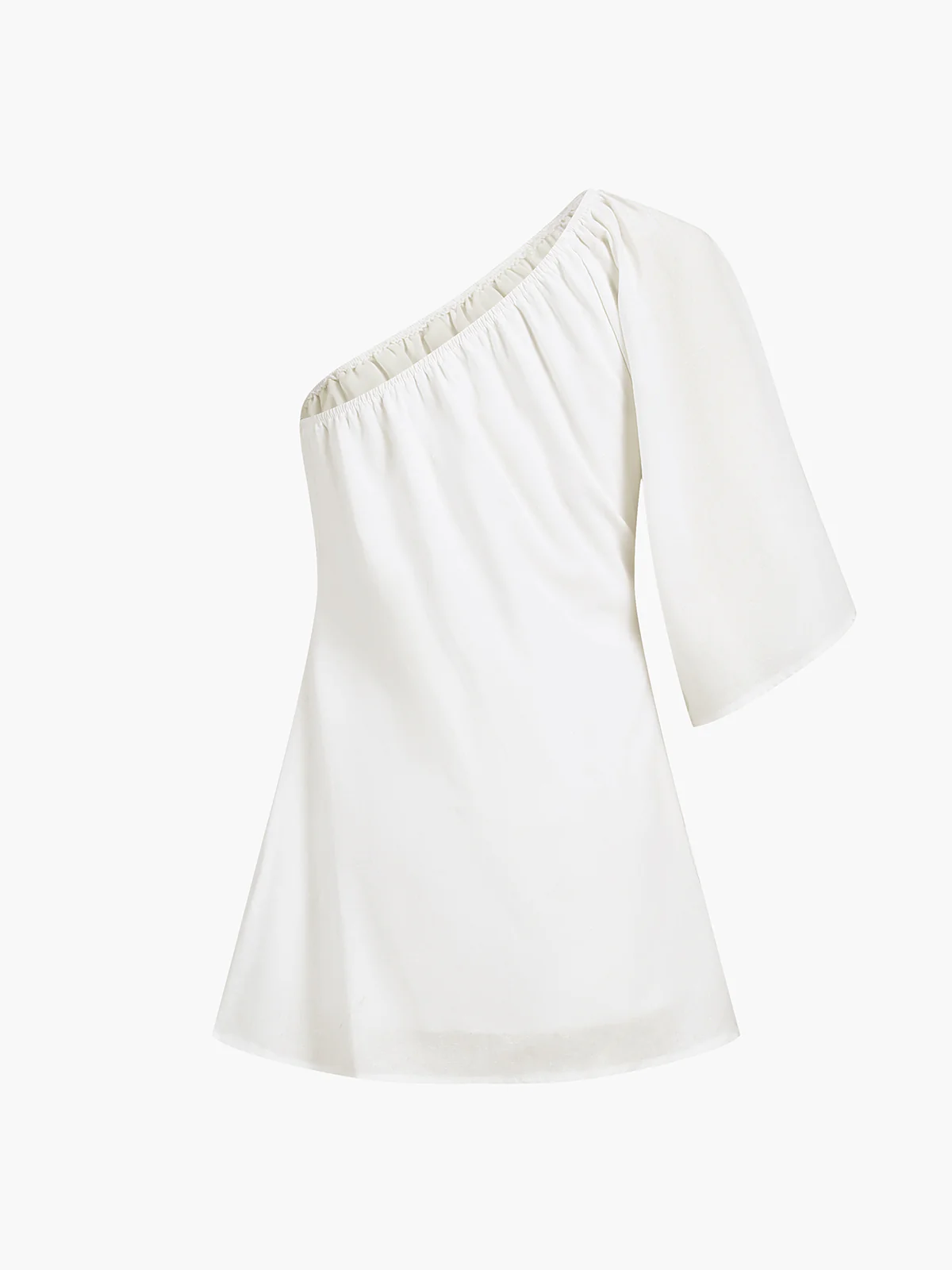 Aegean Cotton Linen One Sleeve Short Dress - Image 4