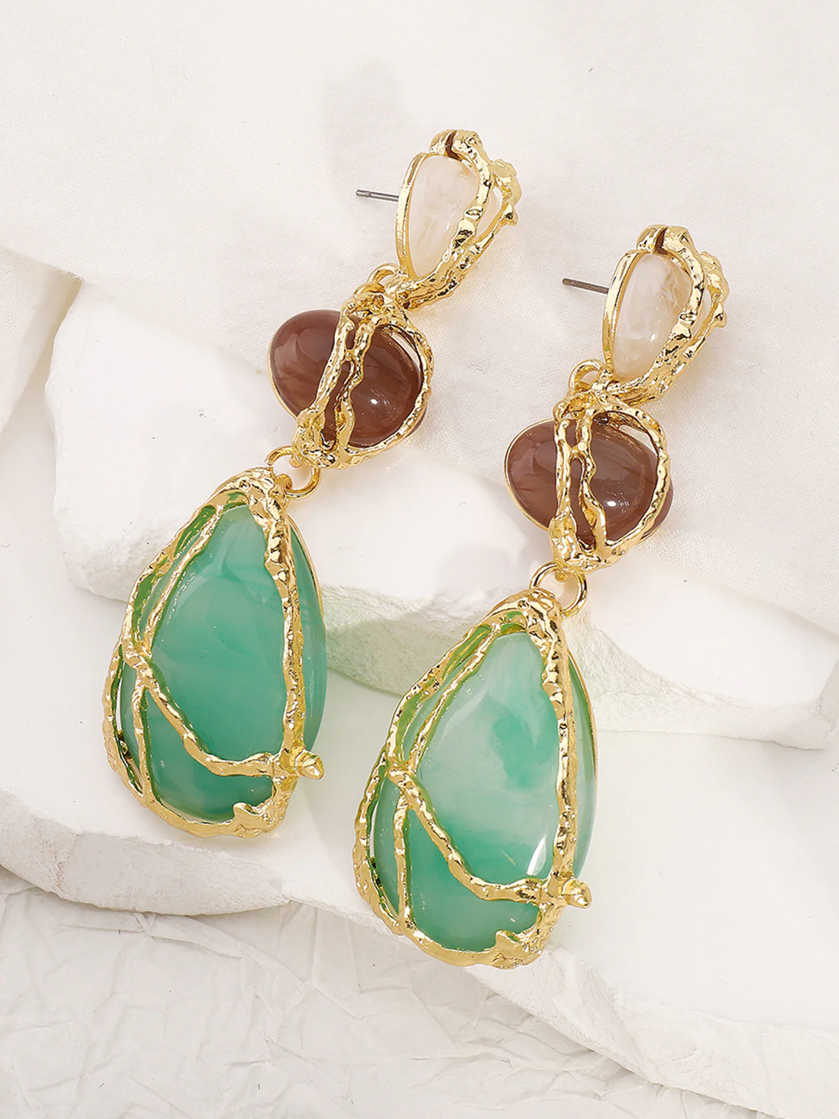 Alloy Net Water Drop Earrings - Image 3