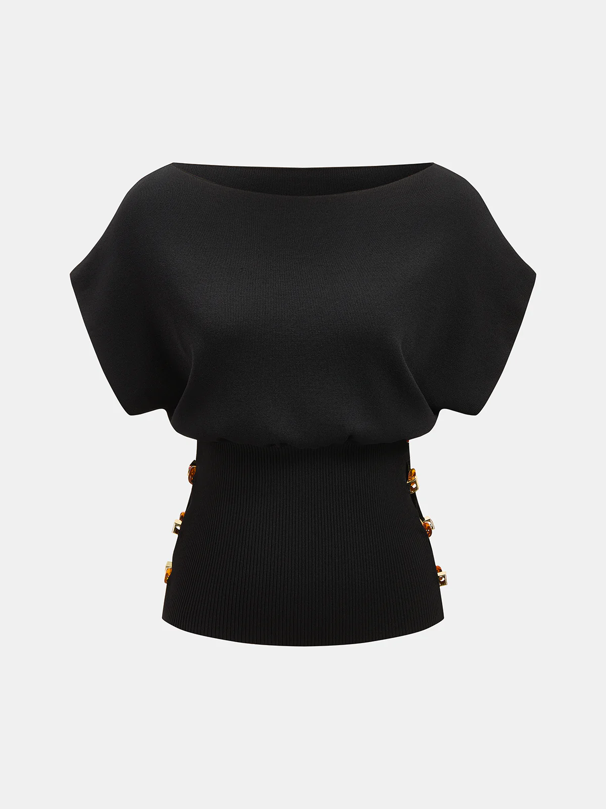 Amber Detail Cinched Waist Knit Top - Image 2