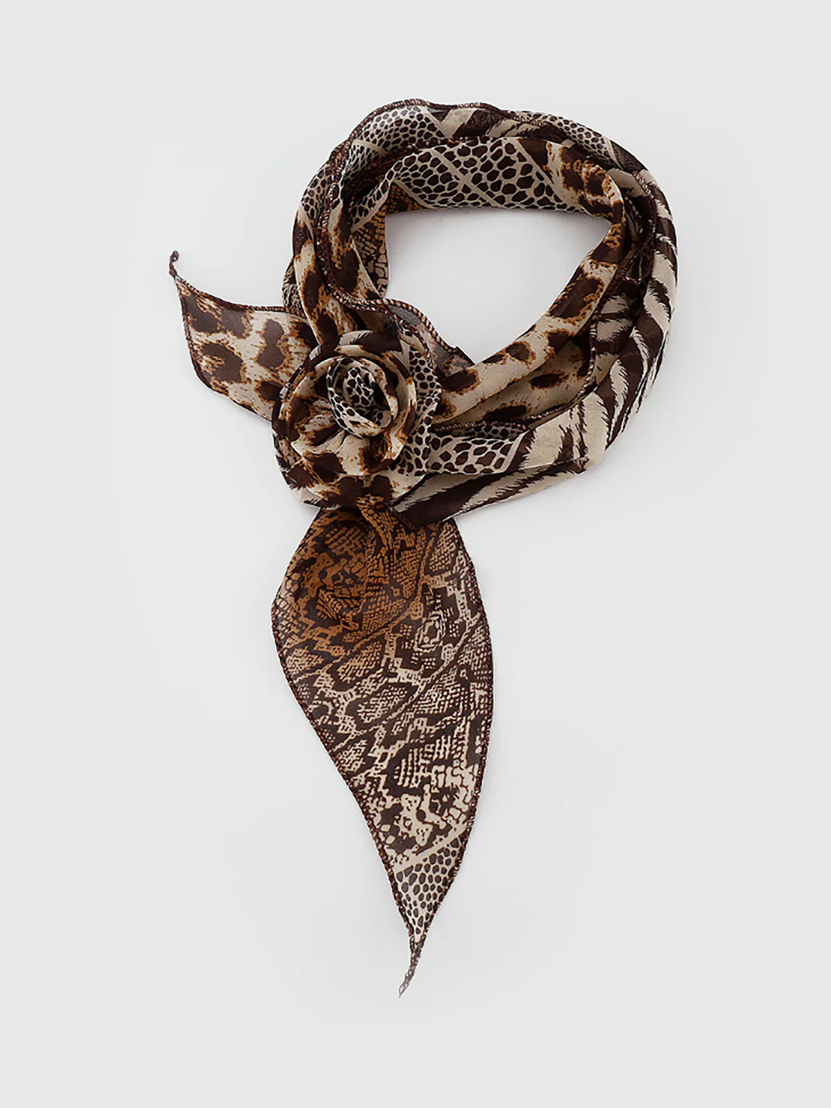 Animal Print Rose Chiffon Scarf - Image 3