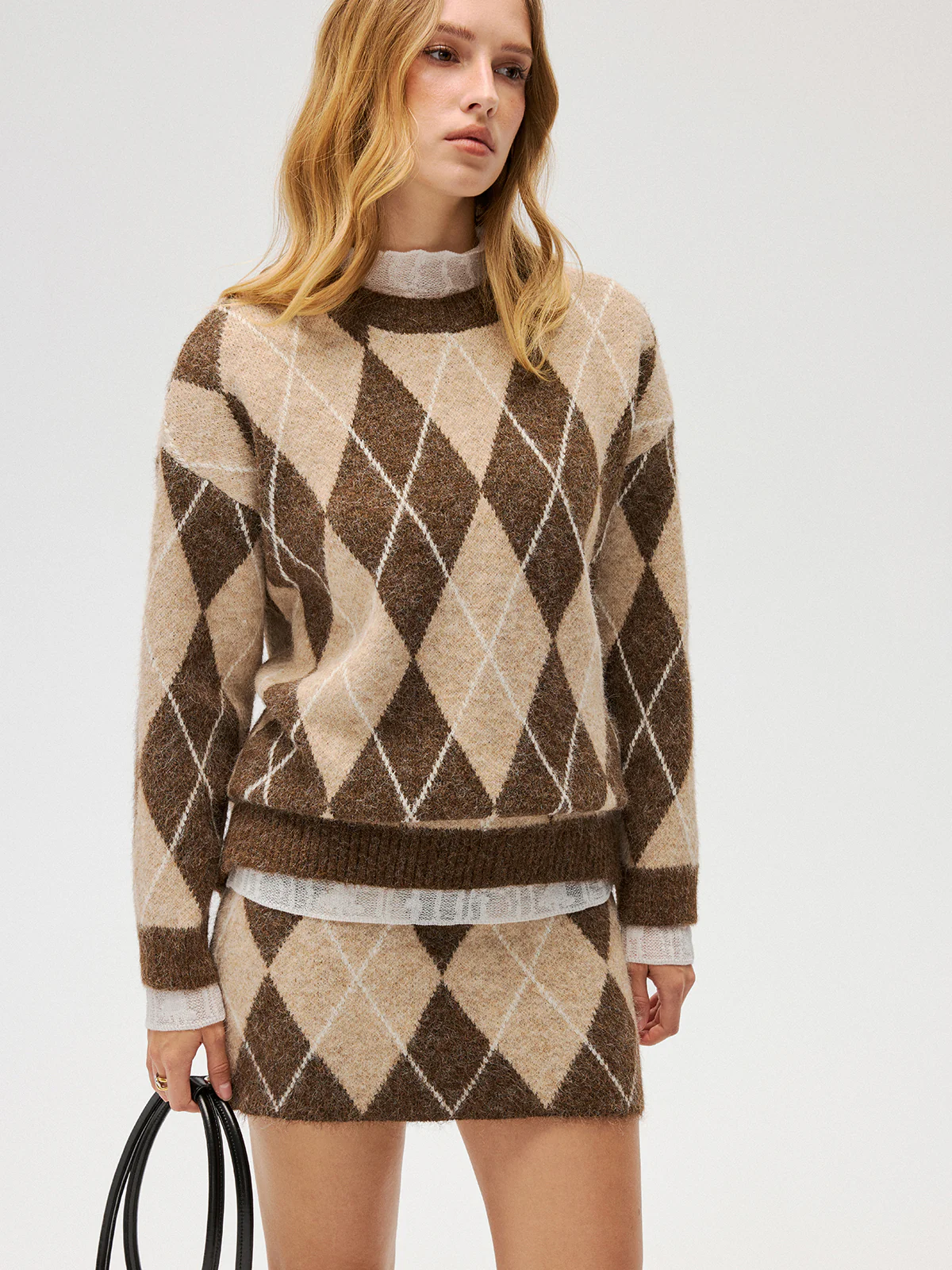 Argyle Knit Sweater & Mini Skirt Set - Image 6